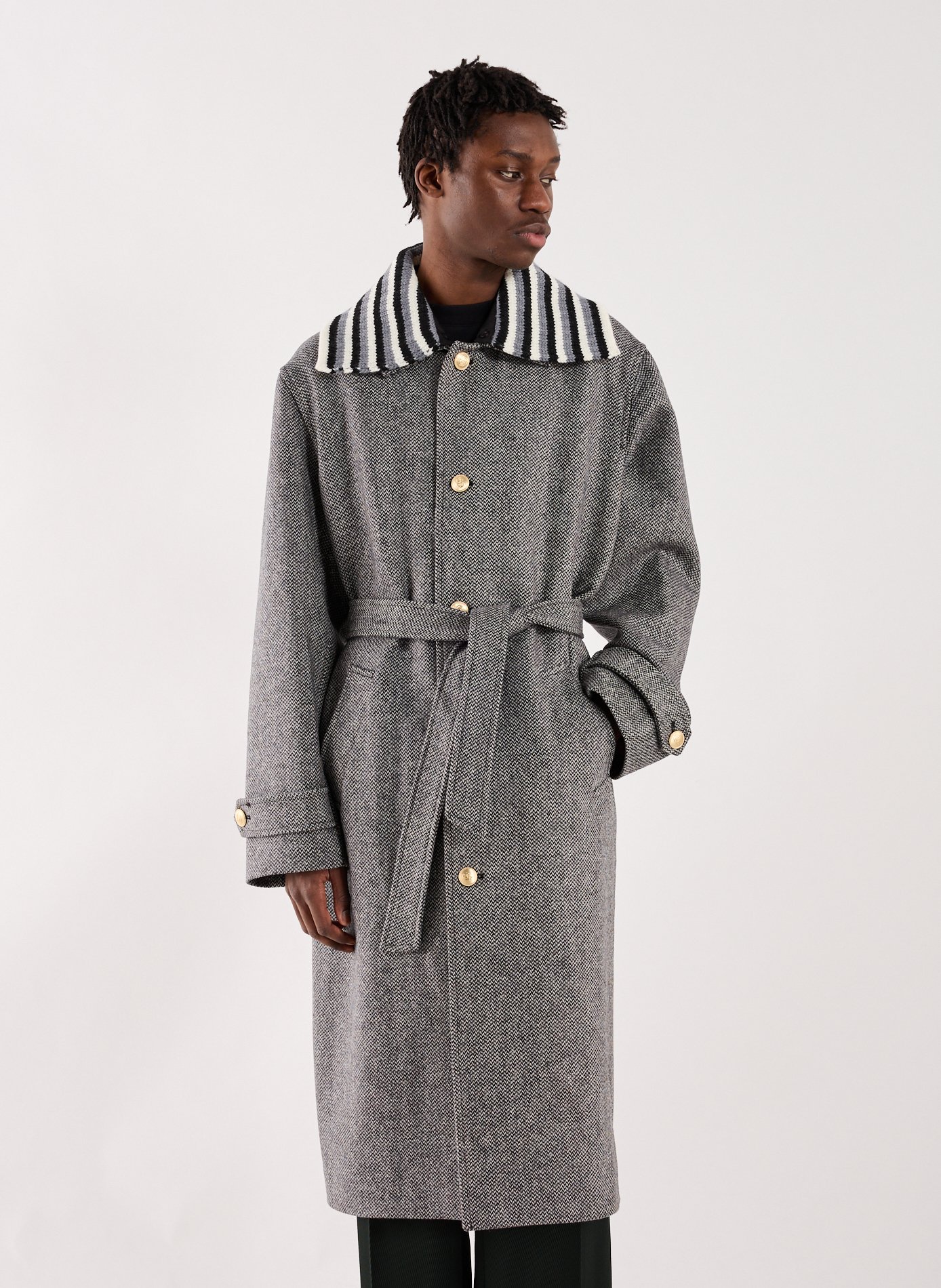 Virgin wool tweed coat DROLE DE MONSIEUR Grey