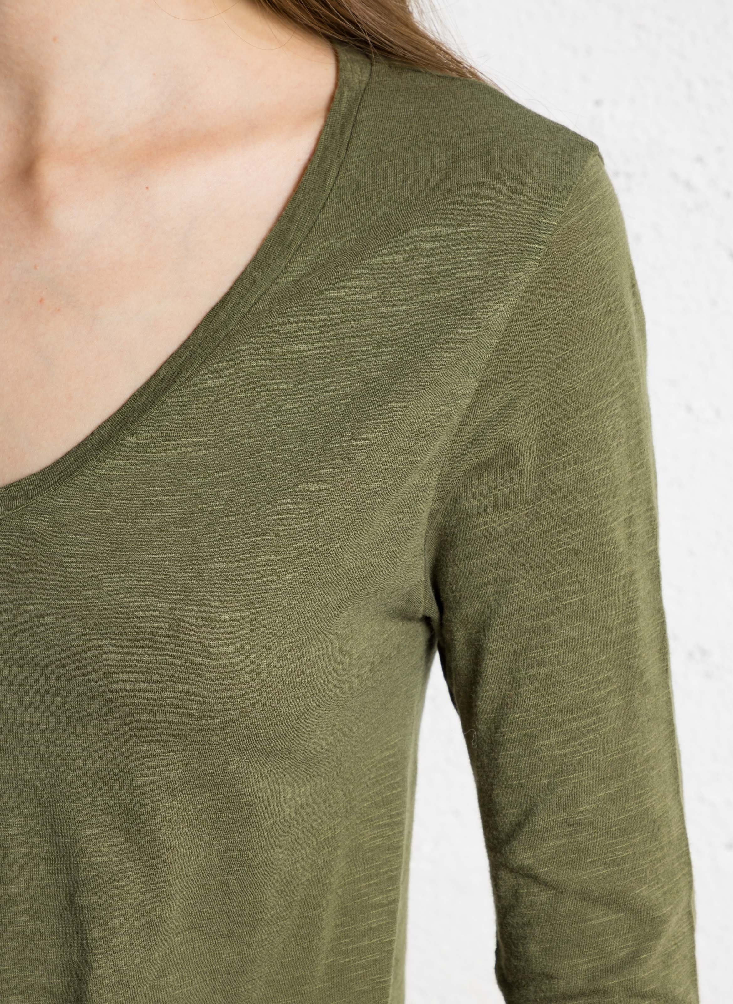 Tee-shirt à col v en coton mélangé jacksonville AMERICAN VINTAGE Vert