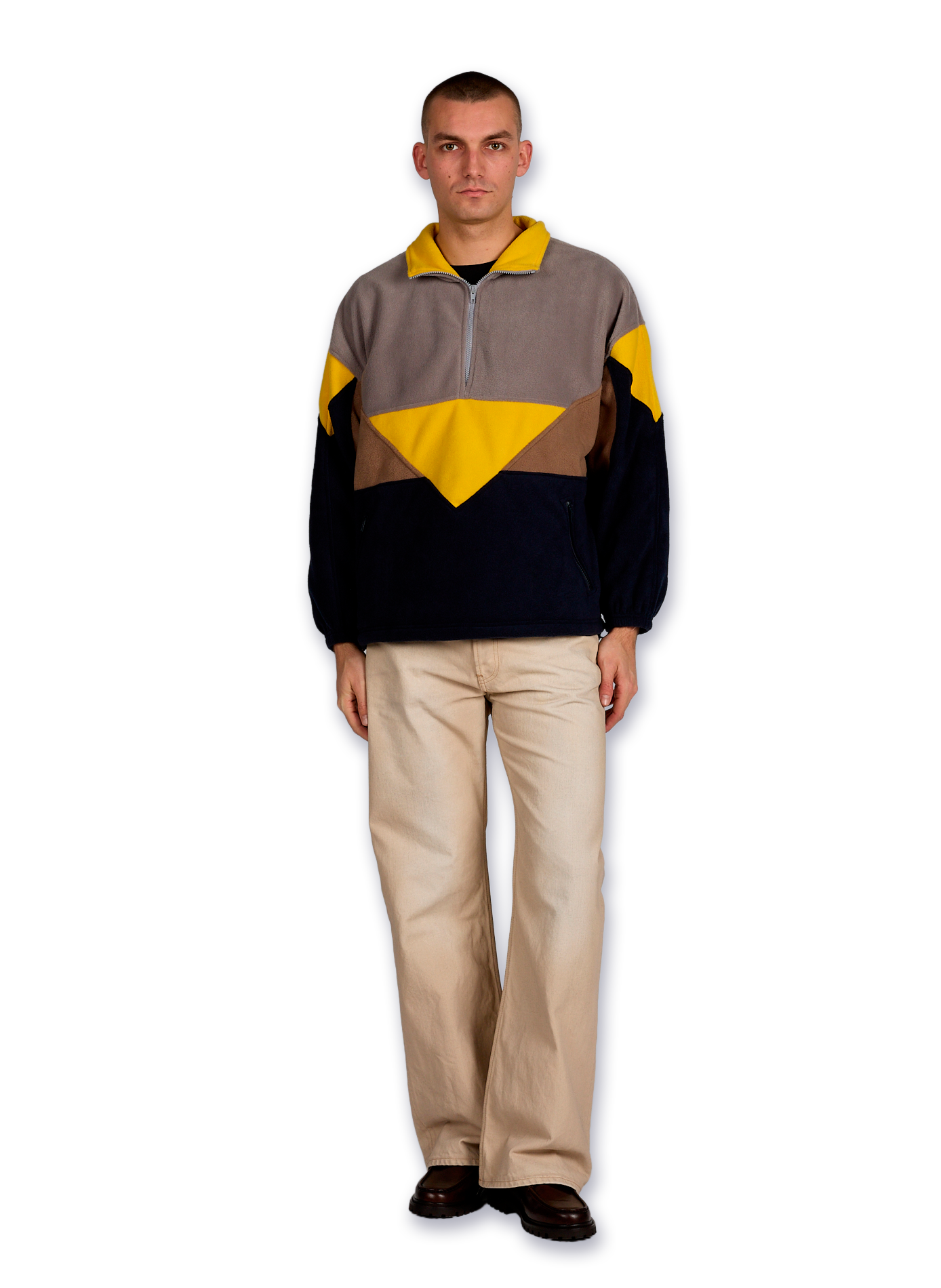 Straight fleece jacket with high collar BENJAMIN BENMOYAL Blue