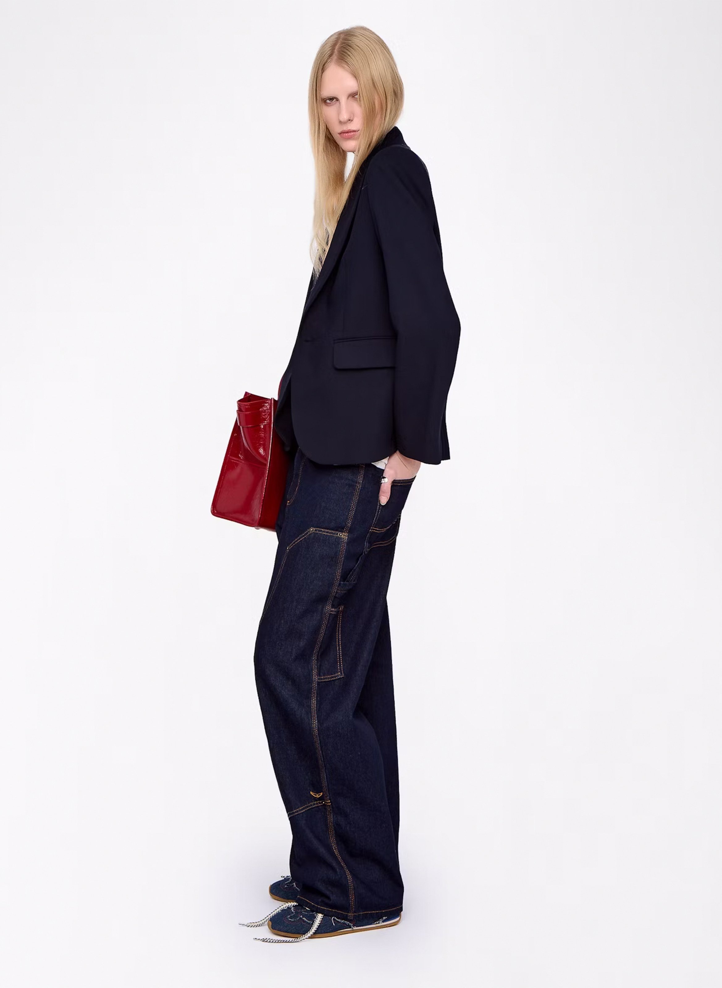 Veste tailleur droite à strass vavy ZADIG&VOLTAIRE Bleu