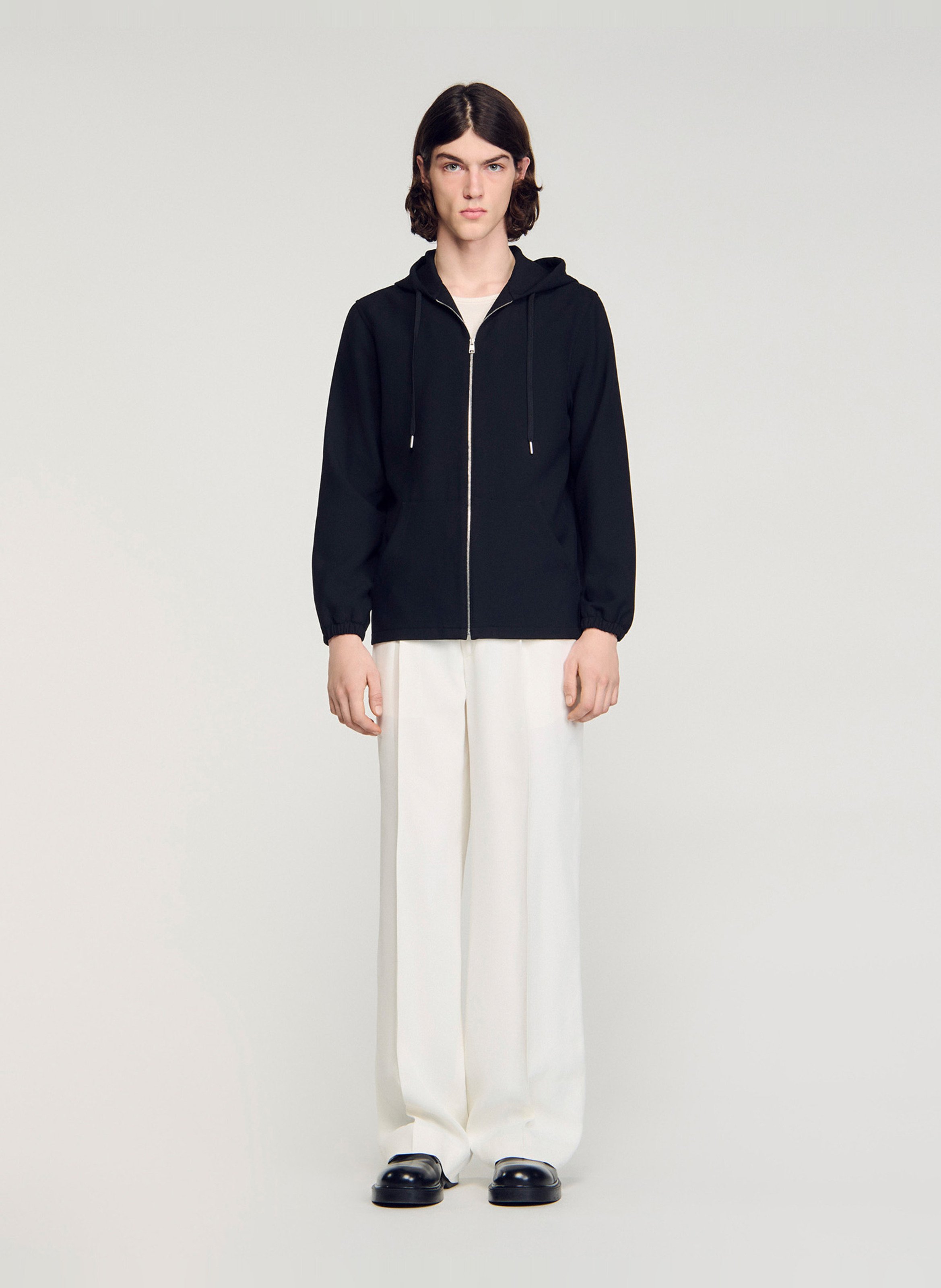 Sweat droit à capuche SANDRO Noir