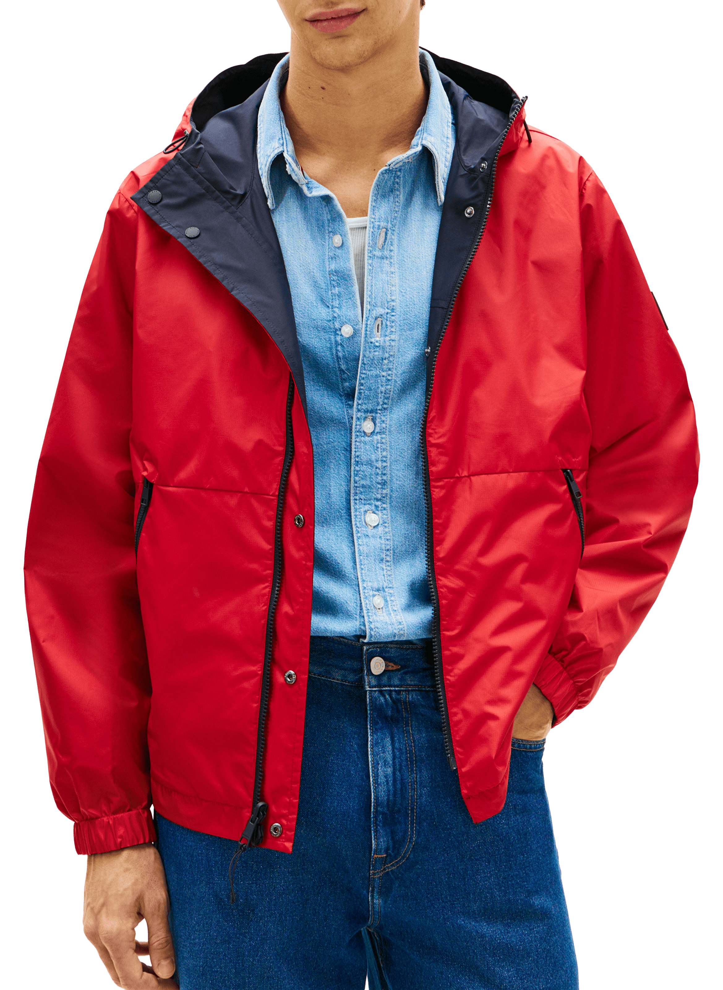 Blouson droit à capuche TOMMY HILFIGER Bleu