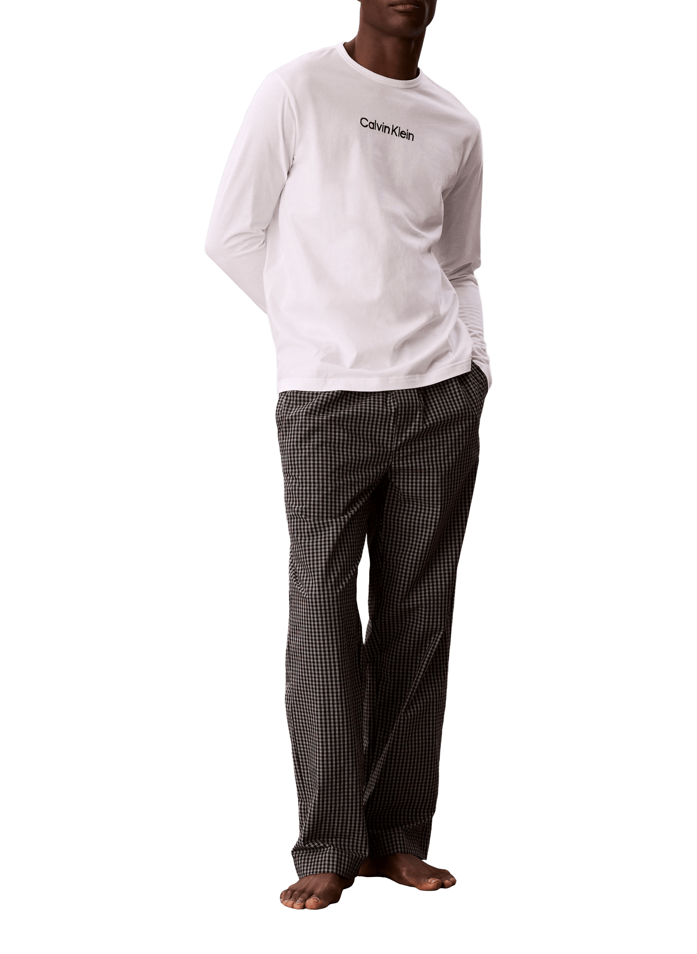 Pyjama long imprimé en coton CALVIN KLEIN Blanc