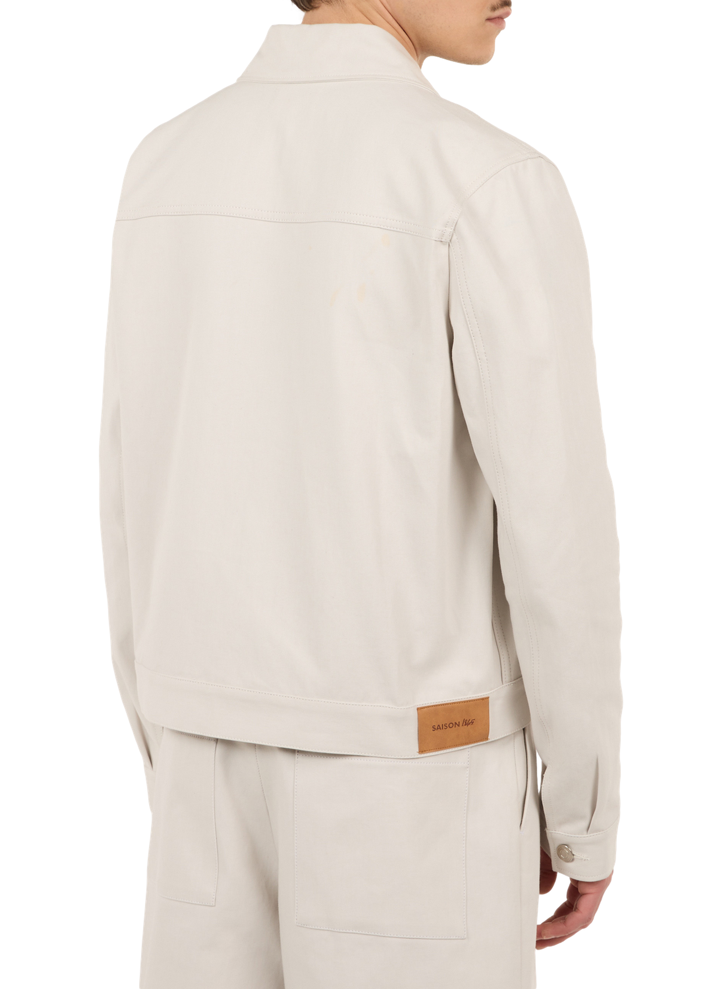 Straight cotton denim jacket Beige