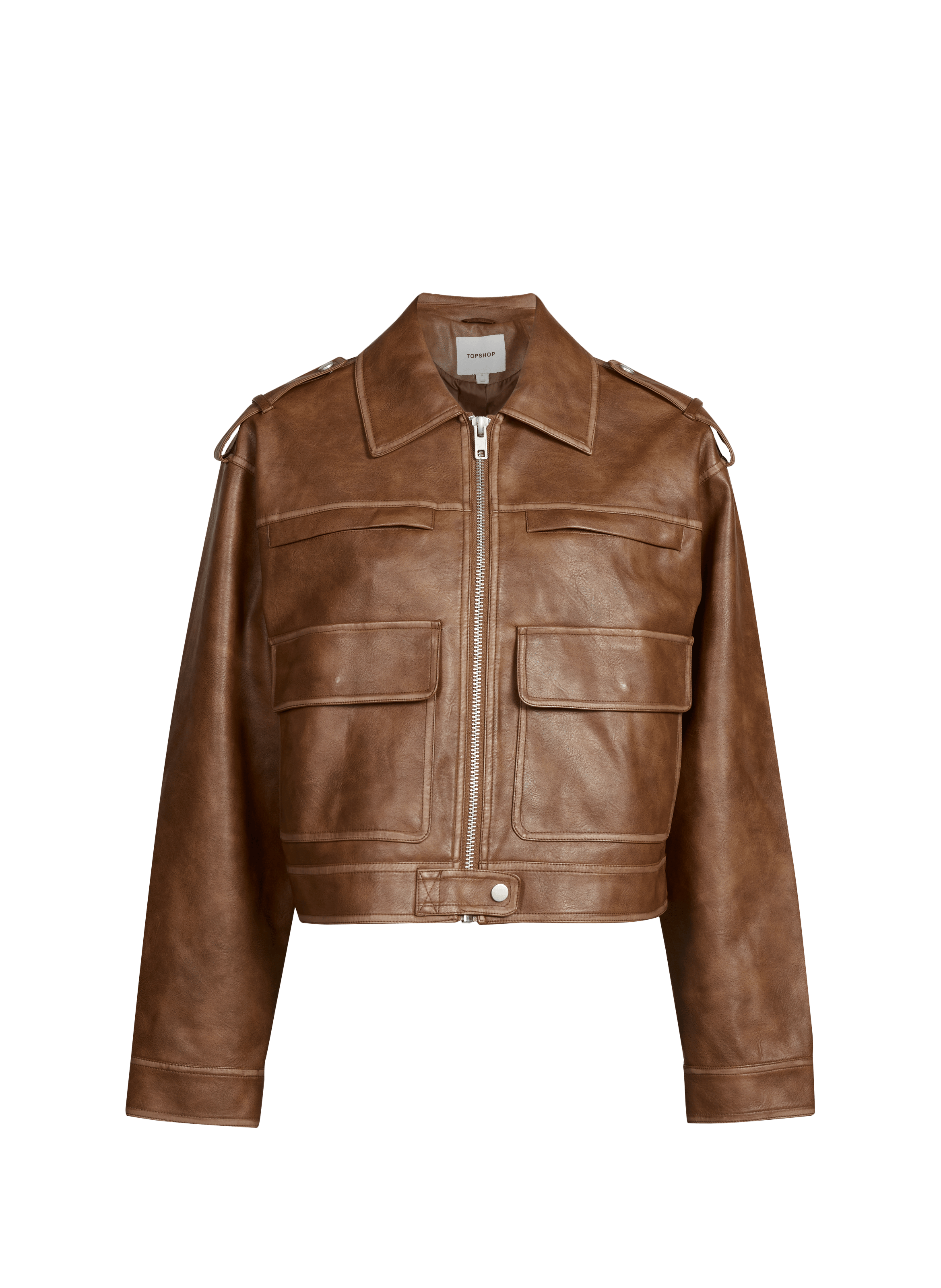 Veste légère droite à effet usé  TOPSHOP Marron