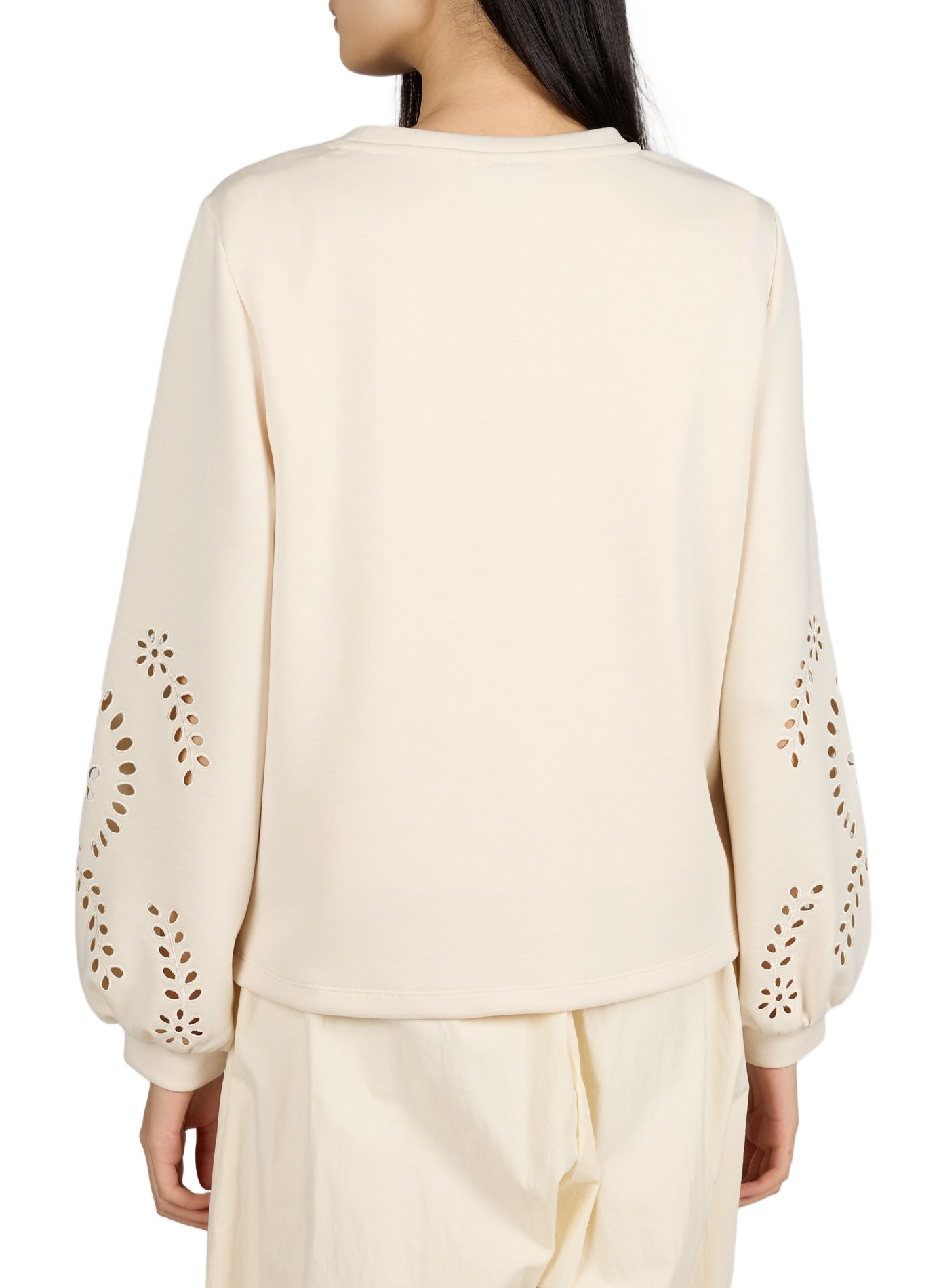 Sweatshirt avec manches ajourées VILA Beige