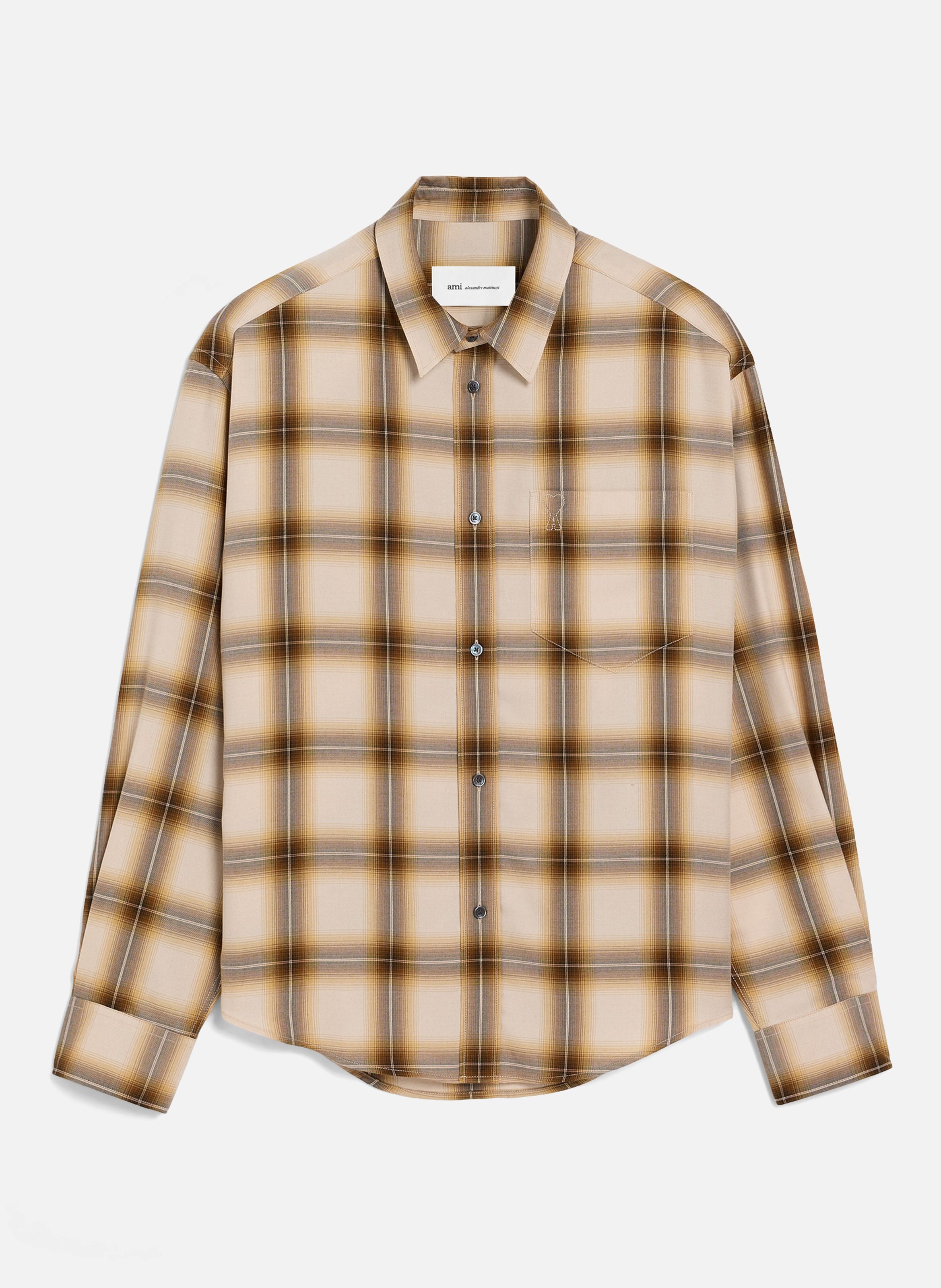Chemise boxy à carreaux ami de coeur en toile AMI PARIS Beige