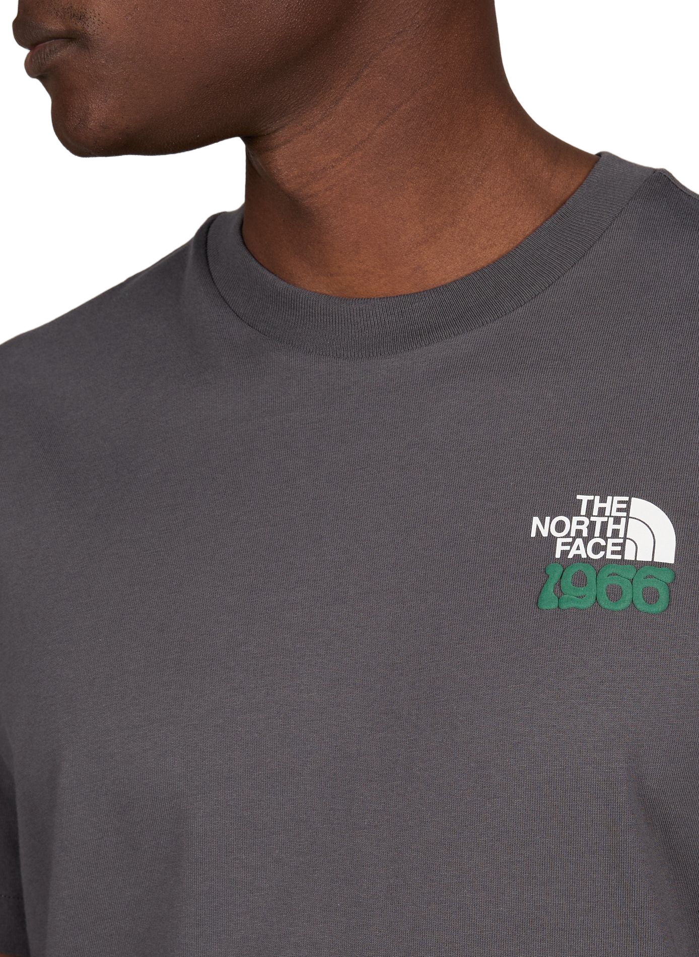 Round neck straight fit cotton T-shirt with screen printing THE NORTH FACE Grey