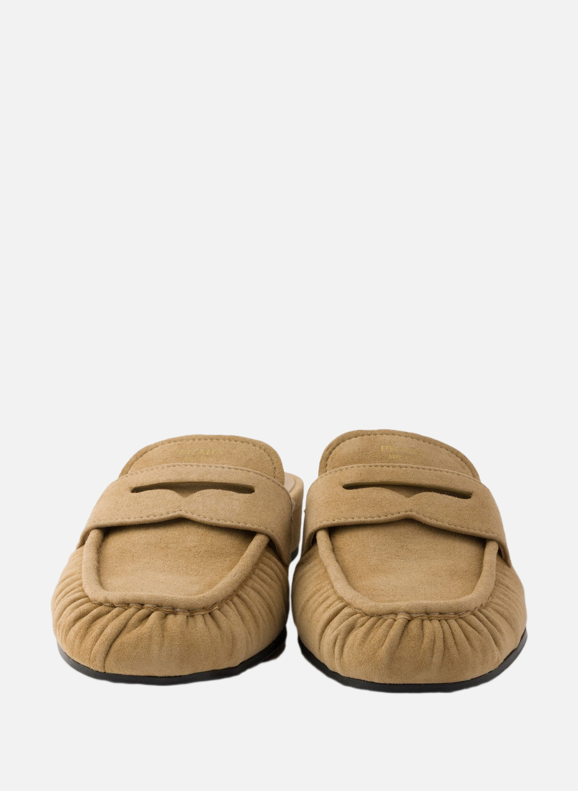 Mules en veau velours PRADA Beige
