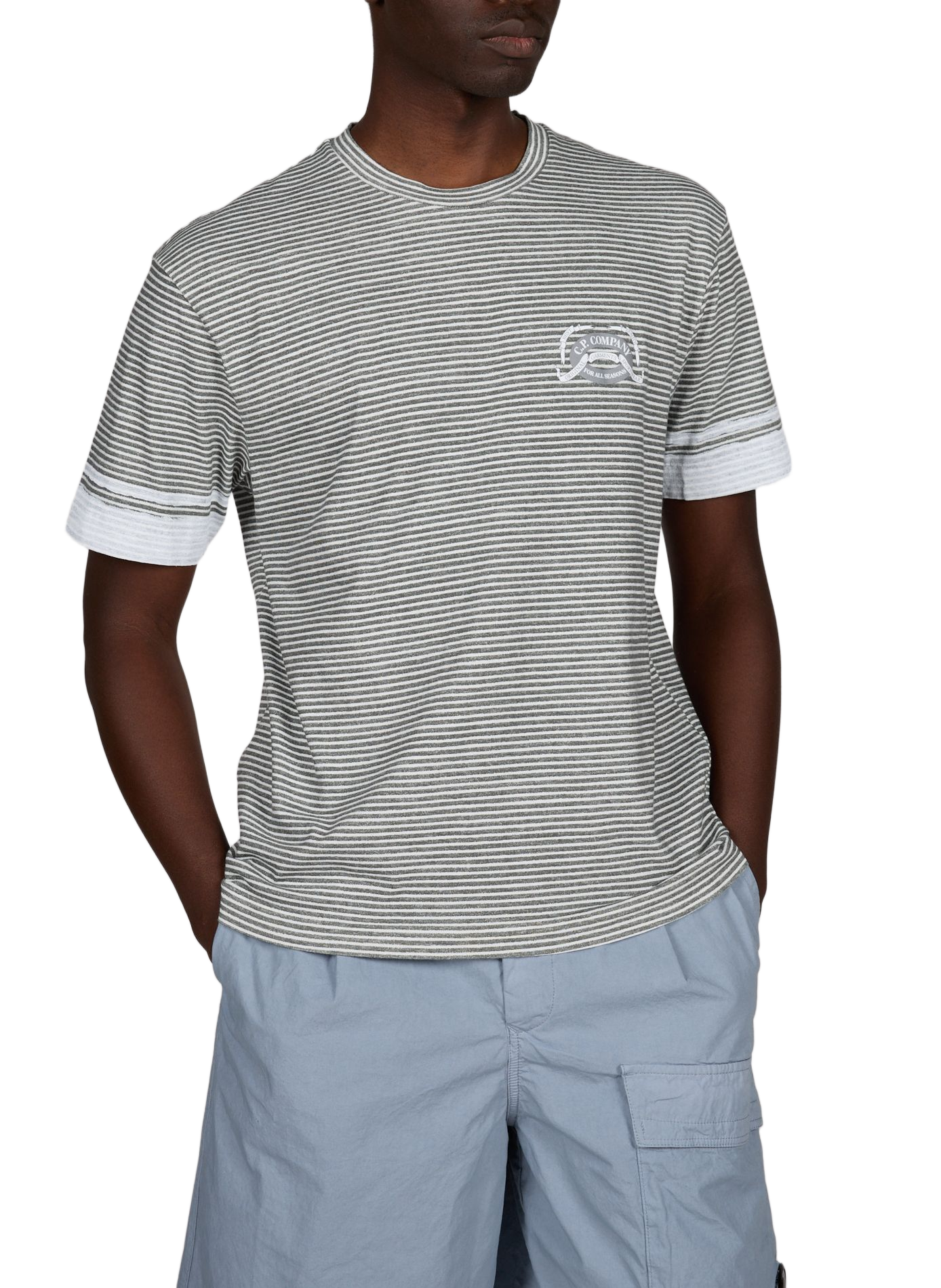 Striped cotton T-shirt CP COMPANY Grey