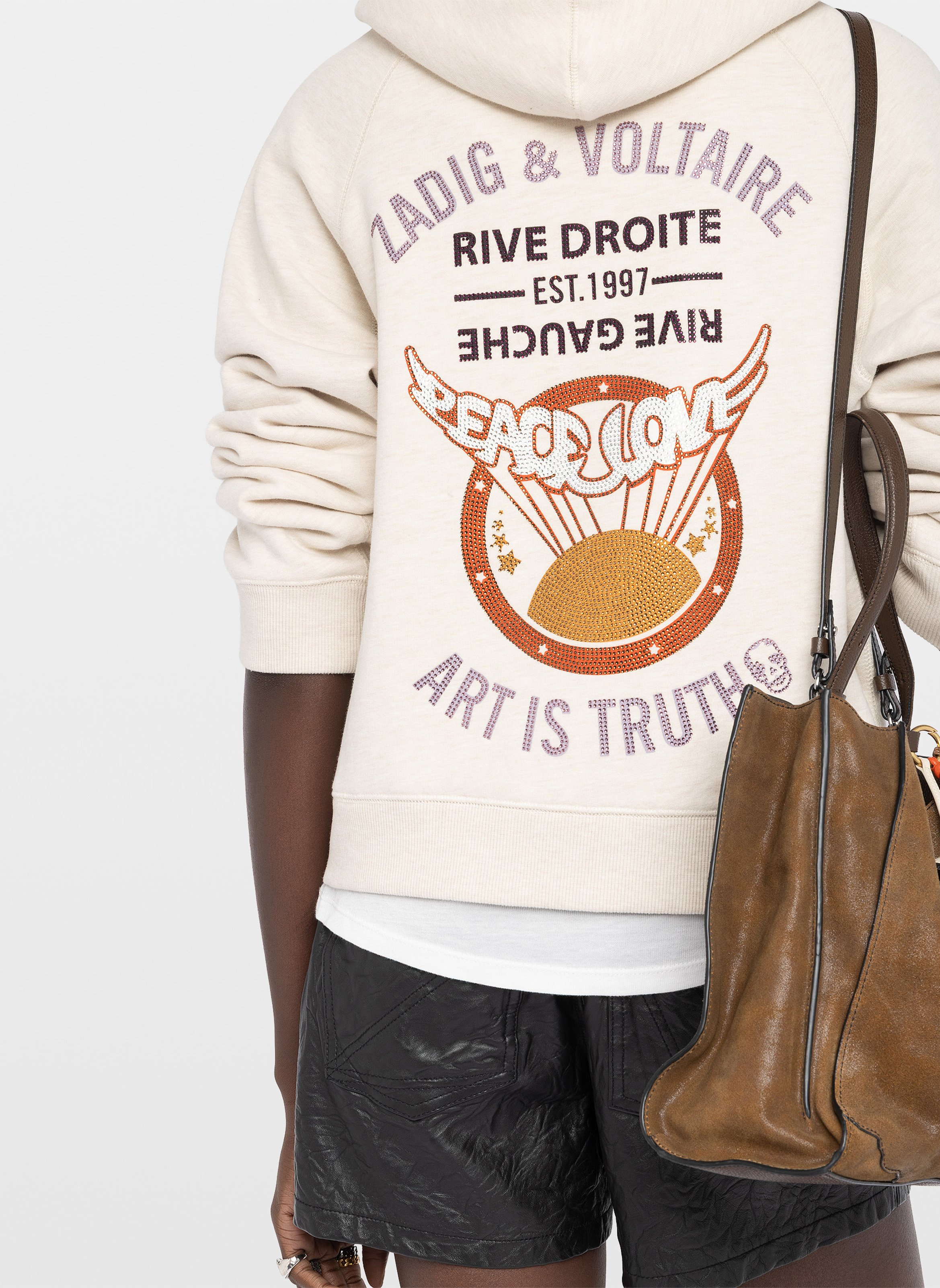 Sweat col rond en coton mélangé georgy ZADIG&VOLTAIRE Beige