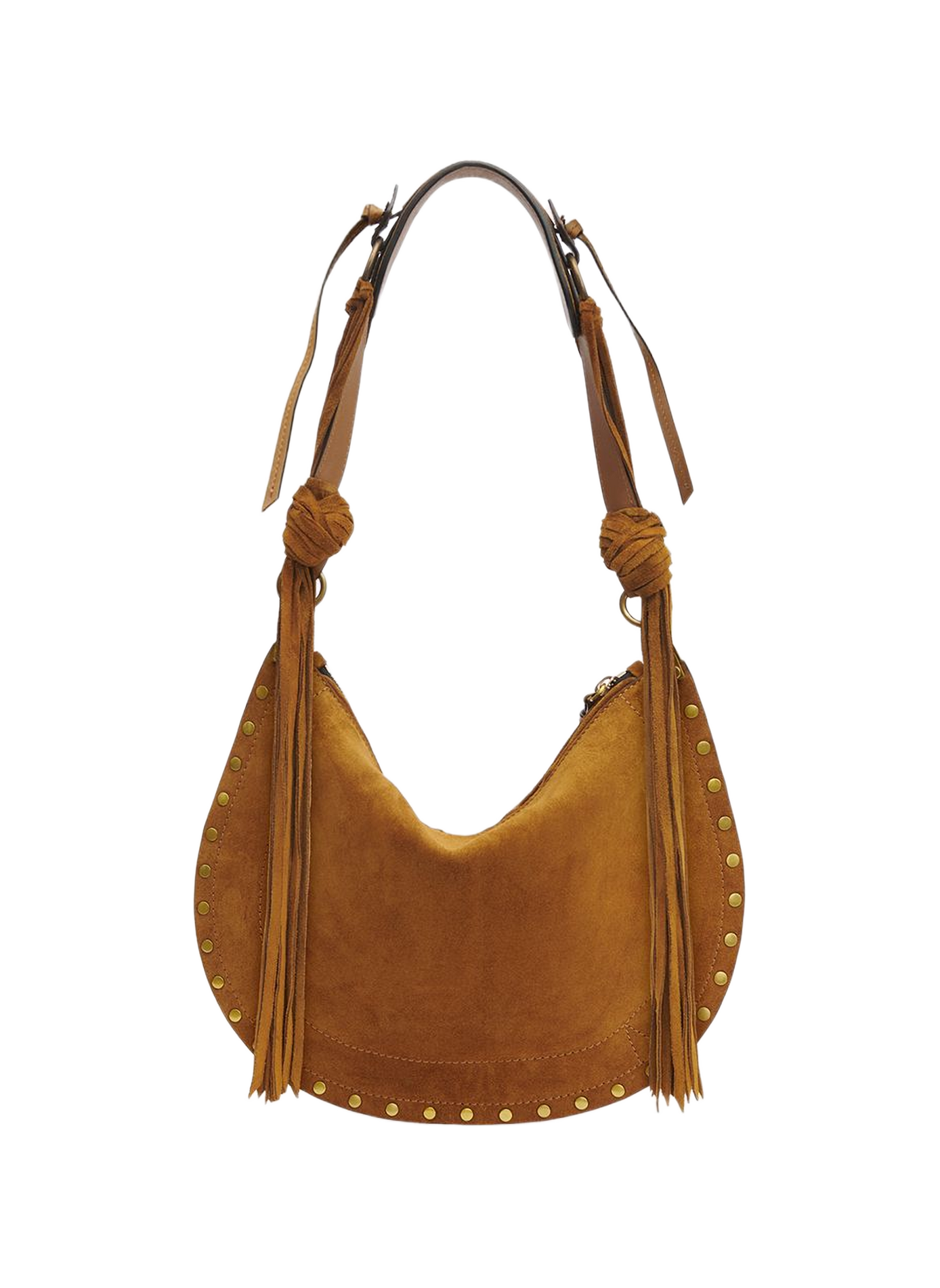 Sac à bandoulière Oskan soft zip en veau velours ISABEL MARANT Marron
