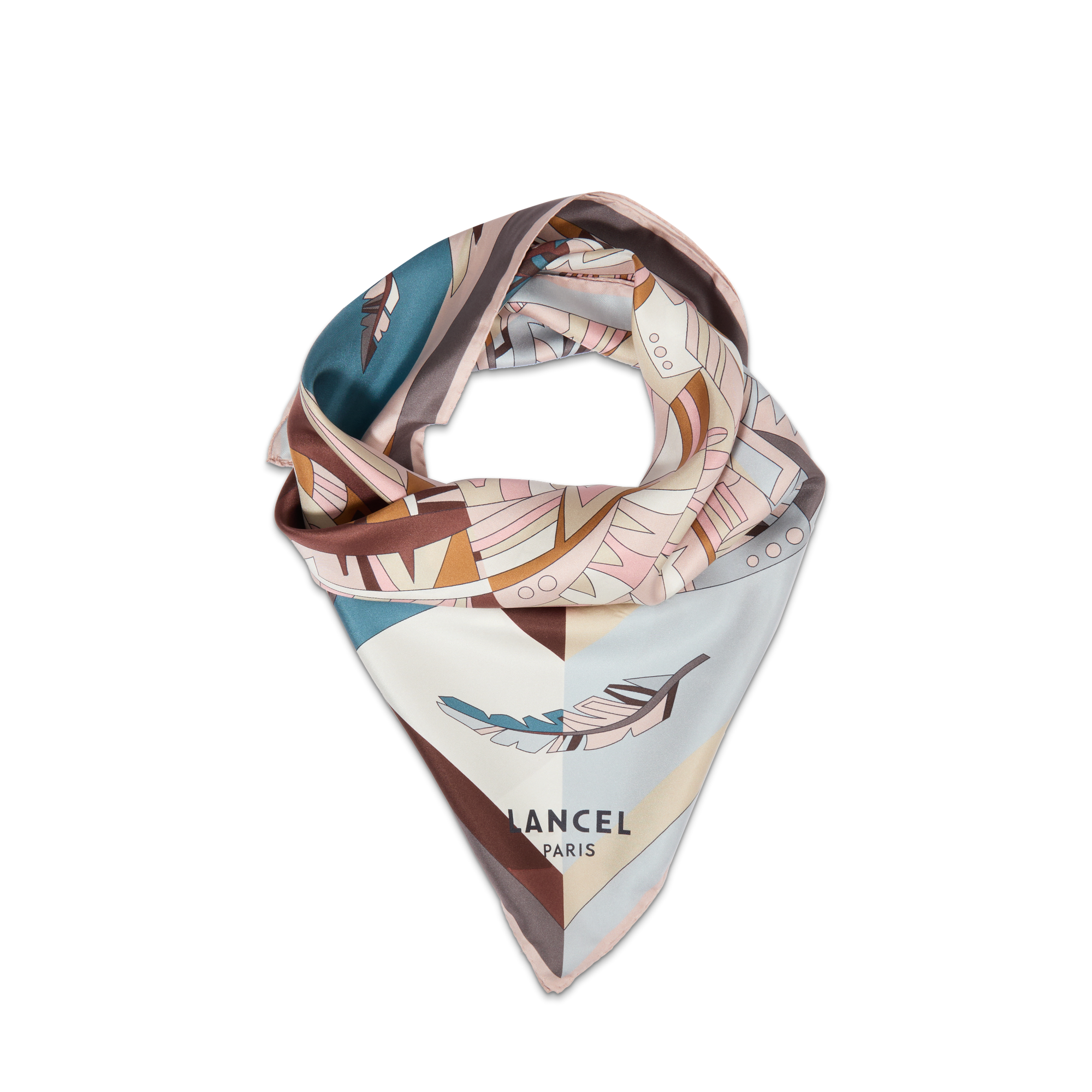 Silk 70 duo-arabesque-pattern scarf LANCEL Yellow