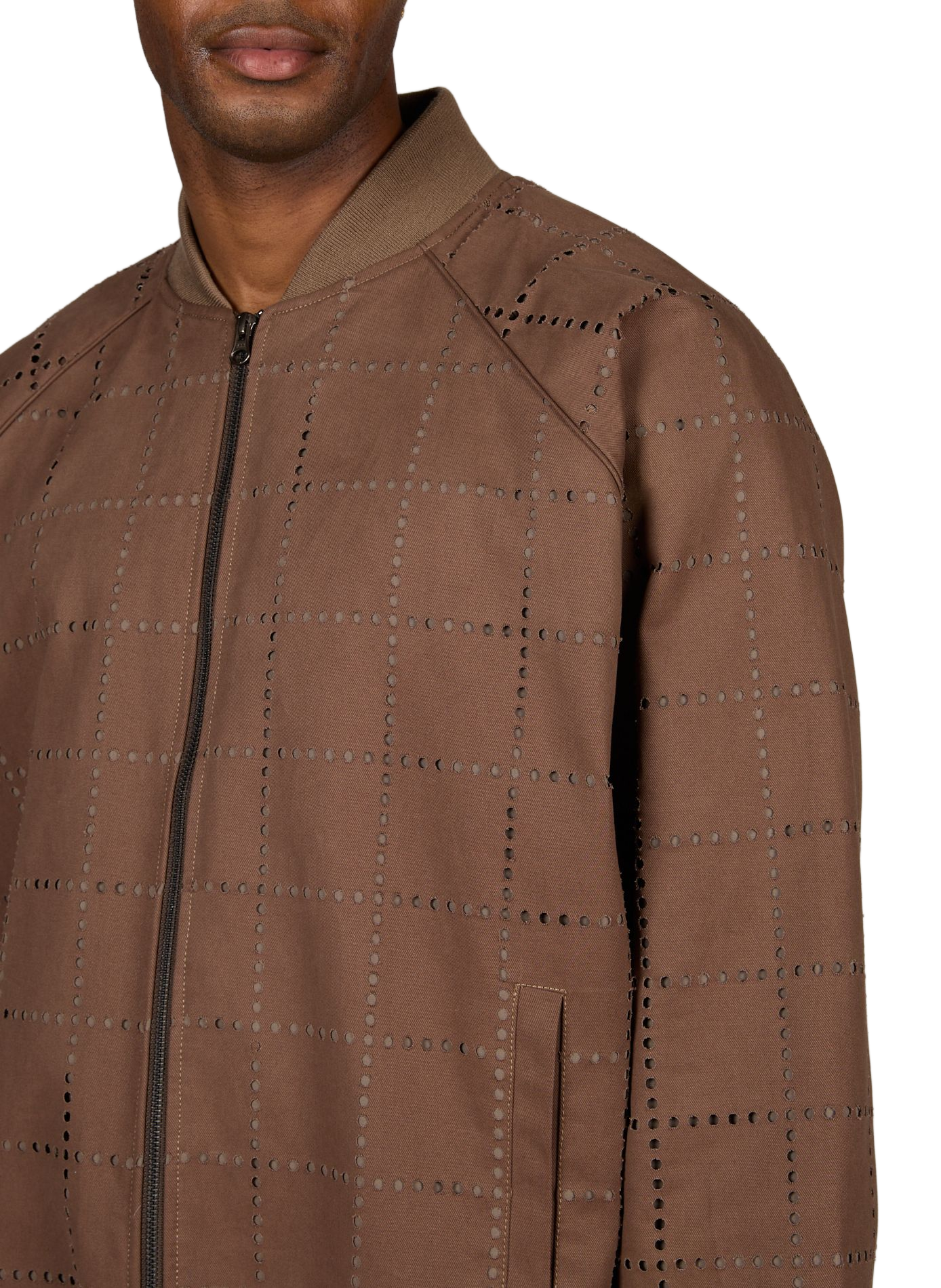 Chaqueta bomber de algodón con agujeros. PAS UNE MARQUE Marrón