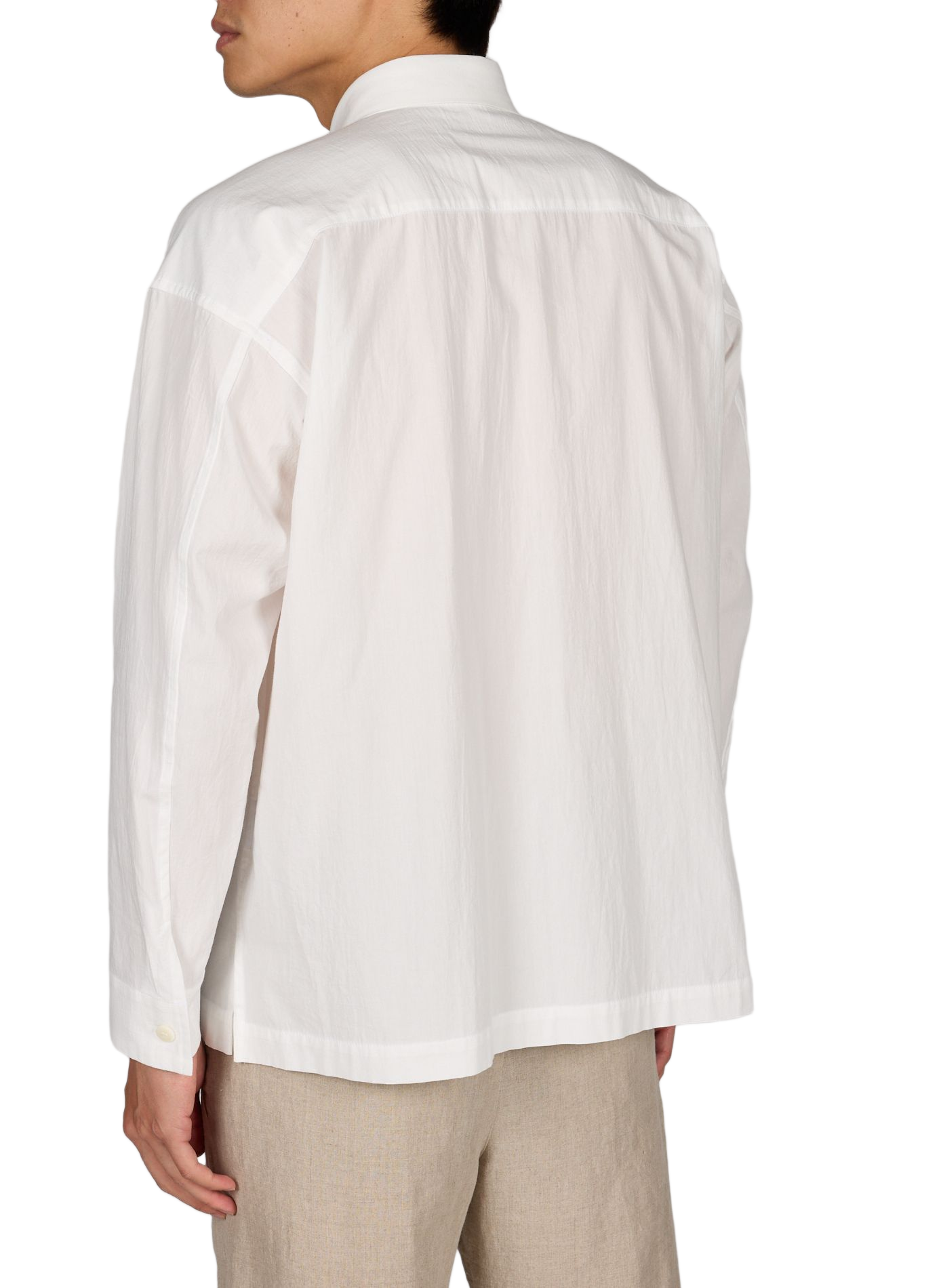 Chemise coupe droite en coton mélangé ISSEY MIYAKE Beige