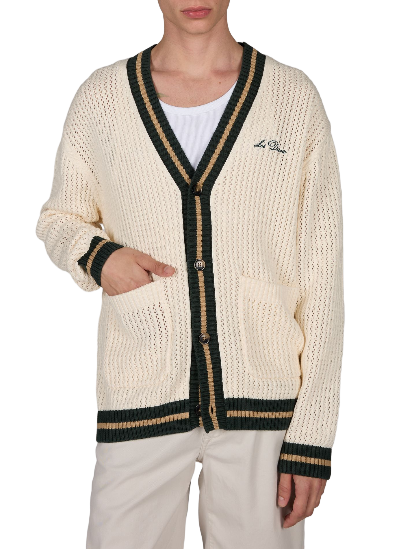 Cardigan en maille tricot de coton LES DEUX Blanc