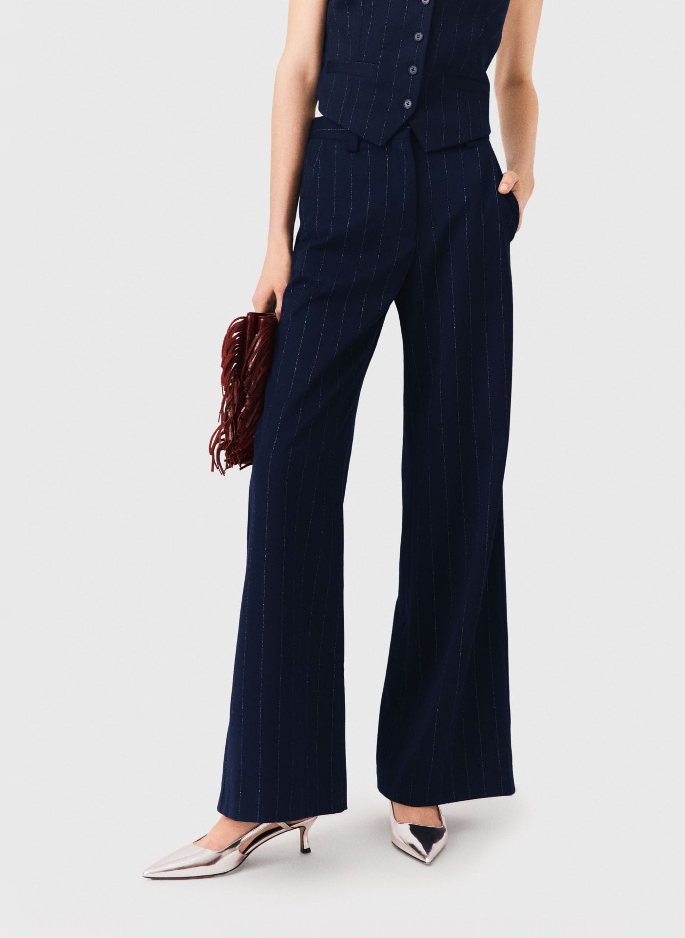 Pantalon évasé à rayures MAJE Bleu