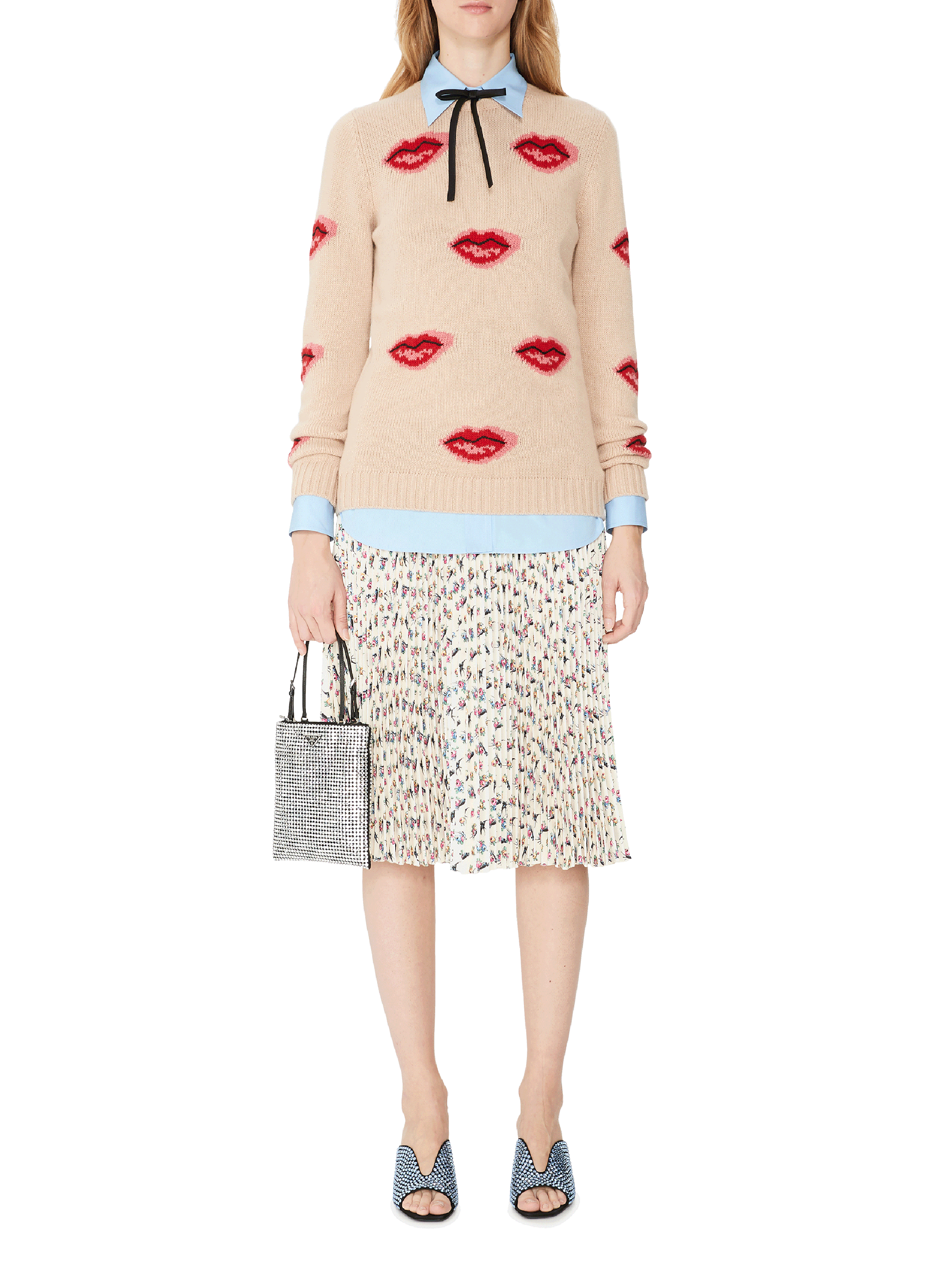 Pull en laine vierge et cachemire PRADA Beige