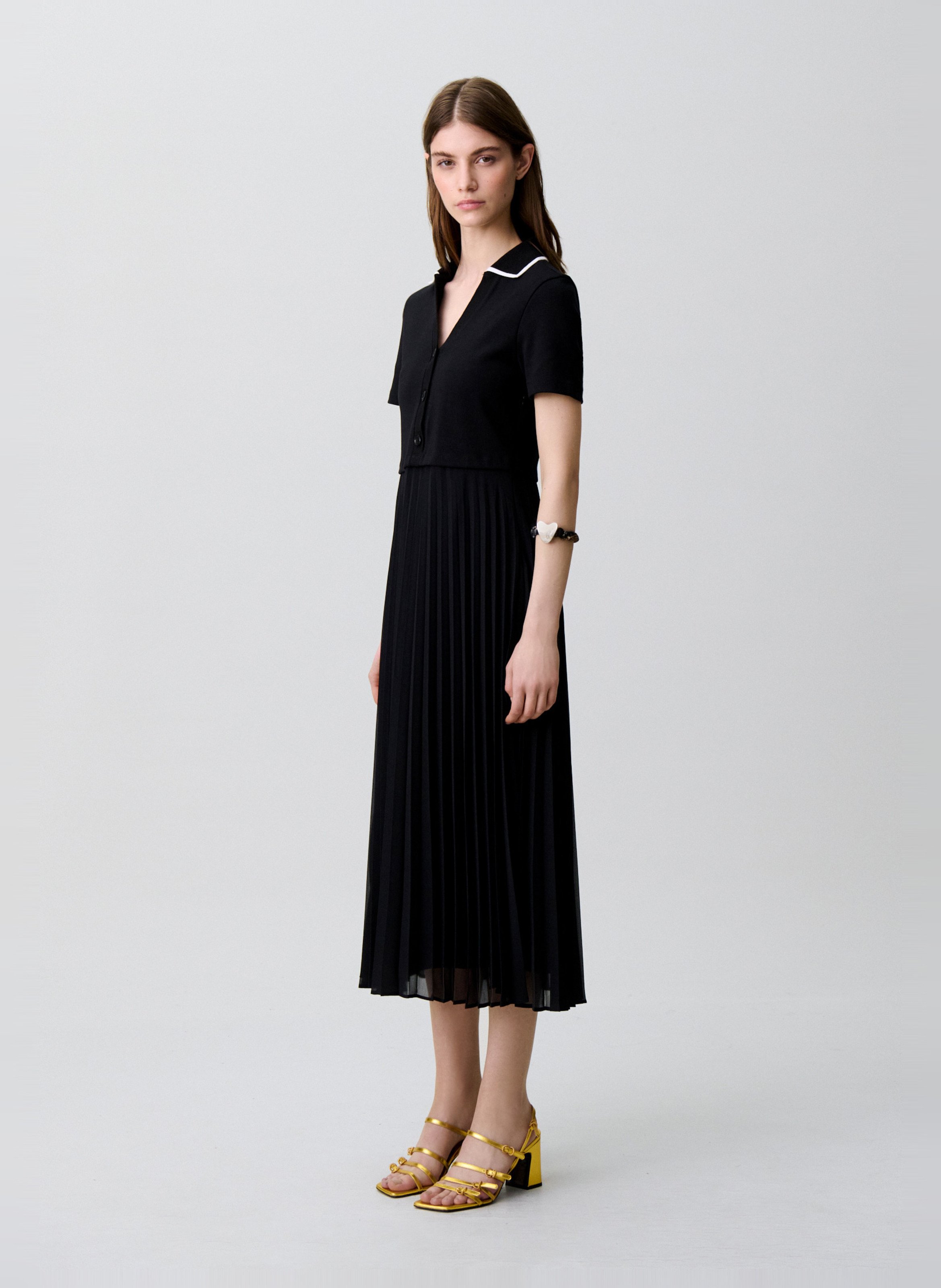 Robe longue col classique en maille CLAUDIE PIERLOT Noir