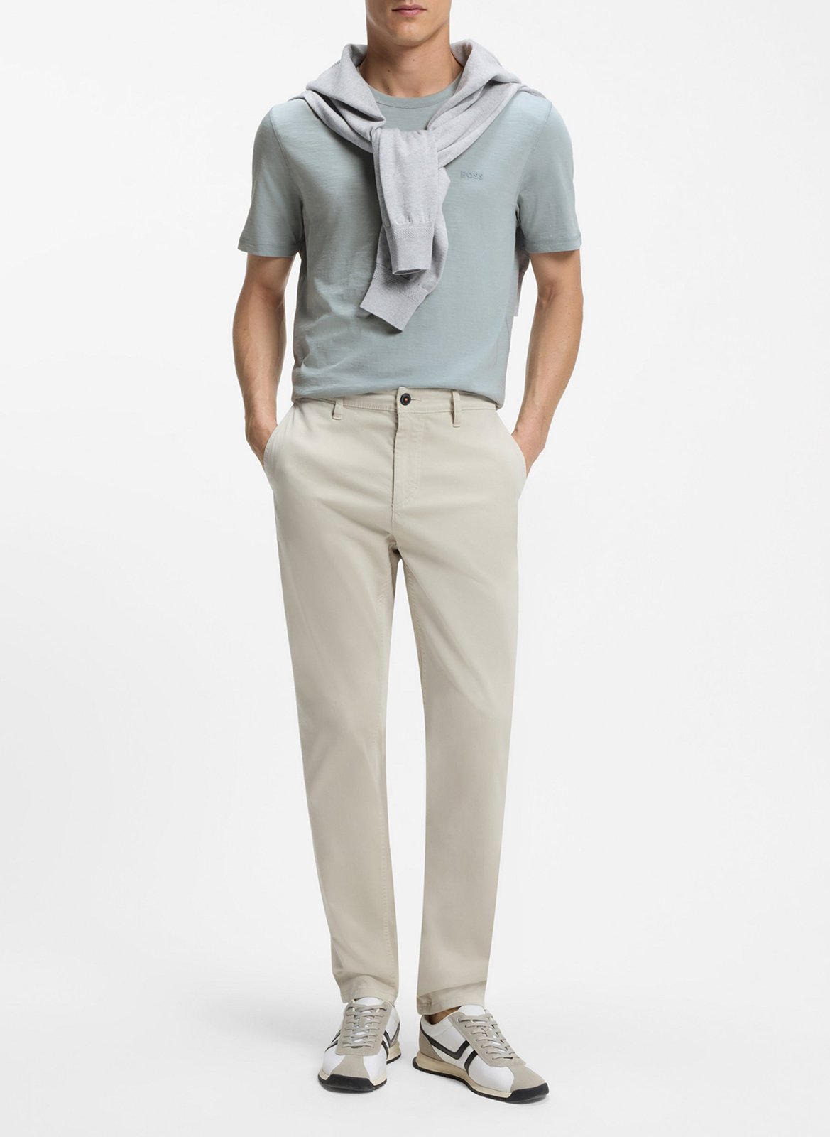 Tee-shirt col rond en coton BOSS Argent