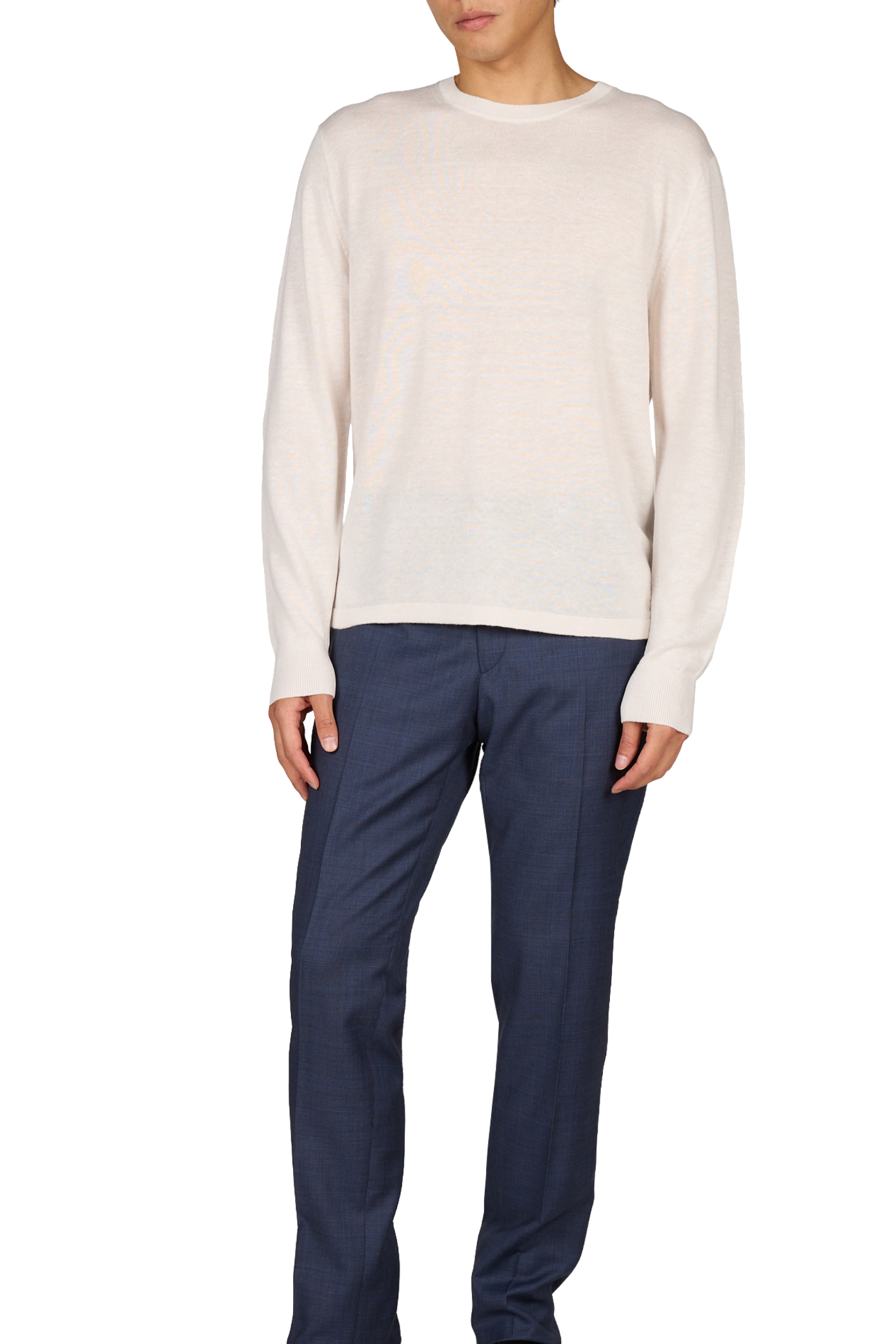 Straight fit round neck linen blend sweater CALVIN KLEIN Beige