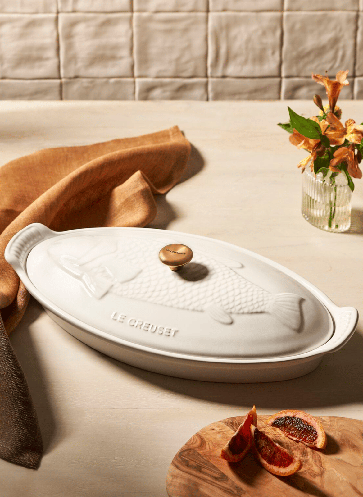 Fischplatte Erbe aus Keramik LE CREUSET Weiss