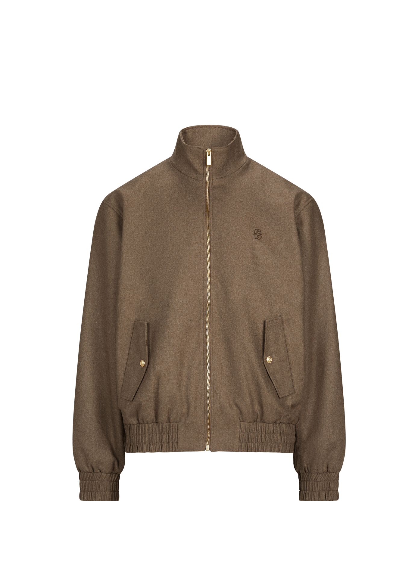 Solid color zip-up wool blend jacket DROLE DE MONSIEUR Brown