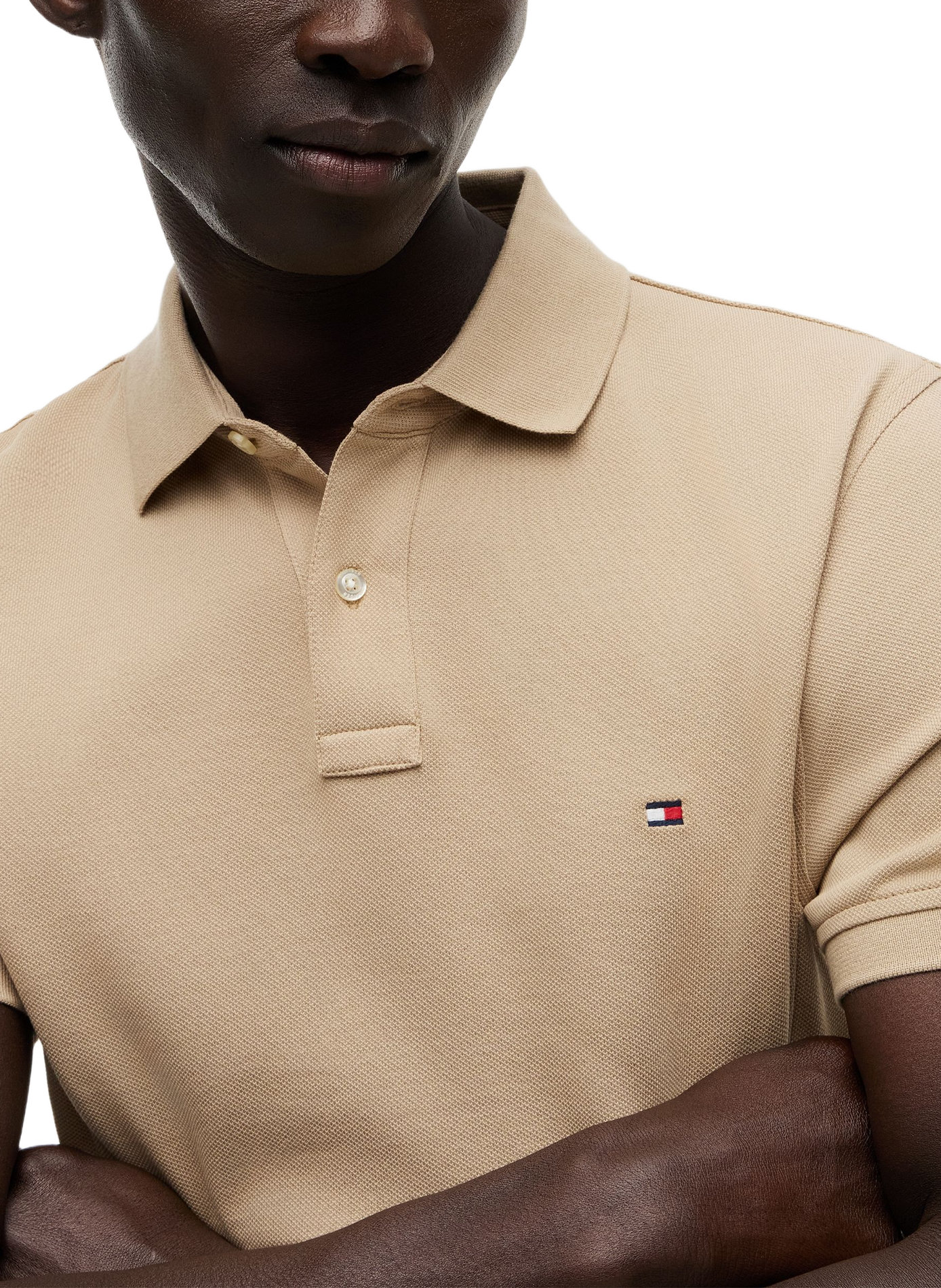Organic cotton piqué polo shirt TOMMY HILFIGER Beige