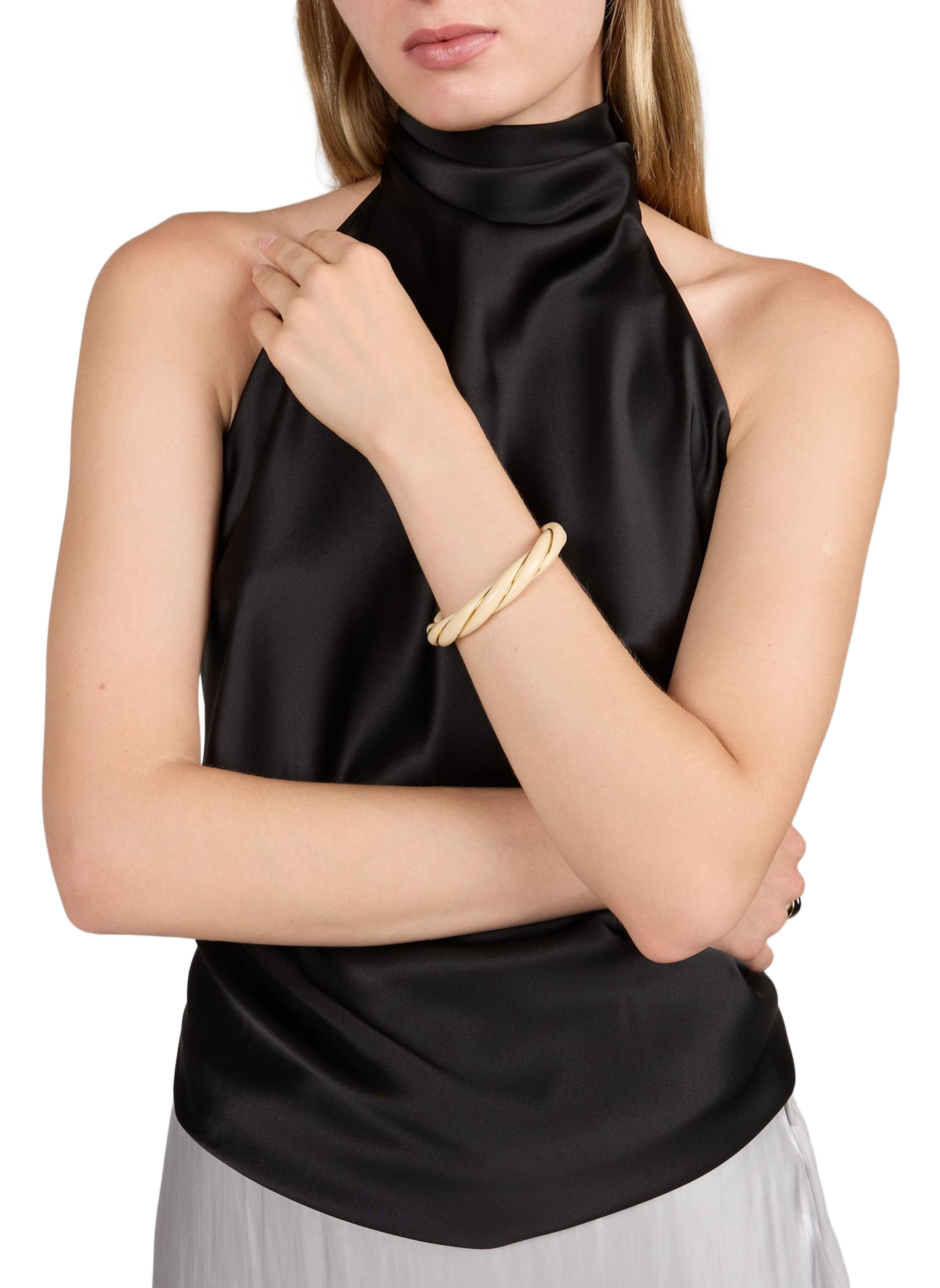 Twisted Diana bangle in brass and gold-plated AURELIE BIDERMANN Beige