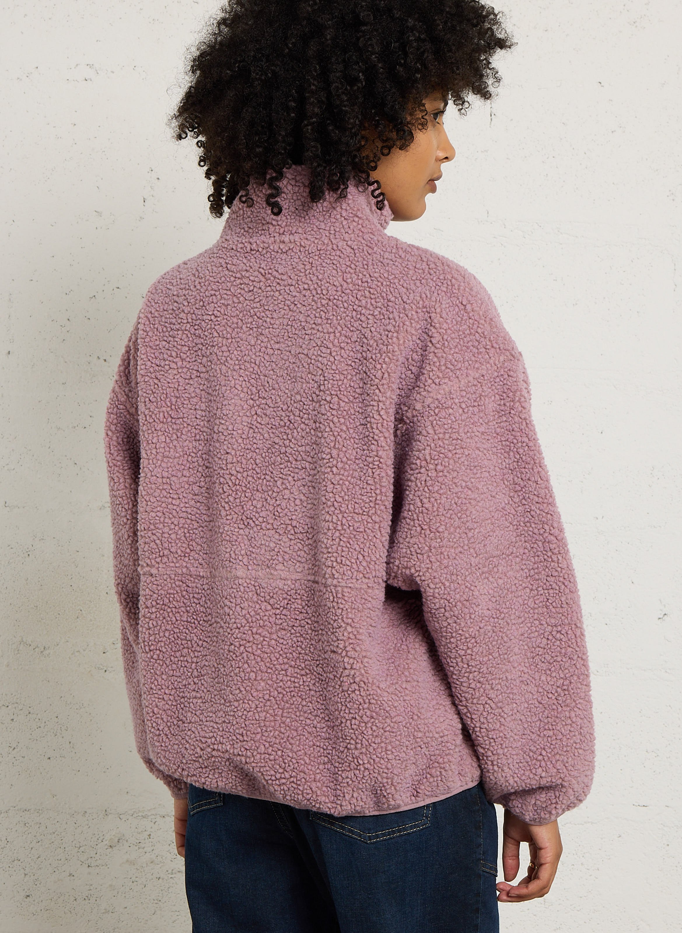 Veste ample zippée à col montant polaire hoktown AMERICAN VINTAGE Rose