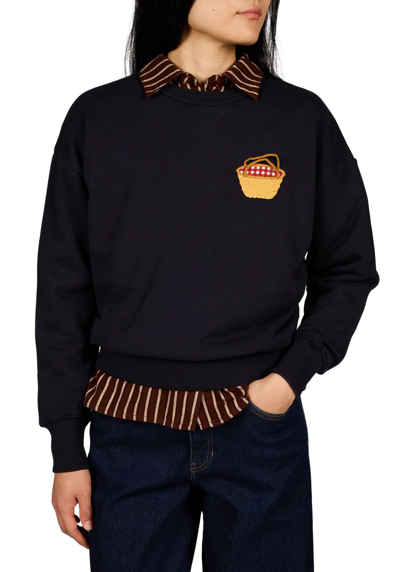 Rundhalsausschnitt-Sweatshirt aus Baumwolle THINKING MU Blau