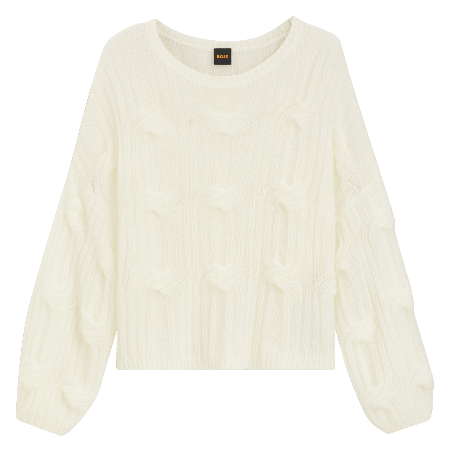 Pull ample col rond en laine mélangée BOSS Beige
