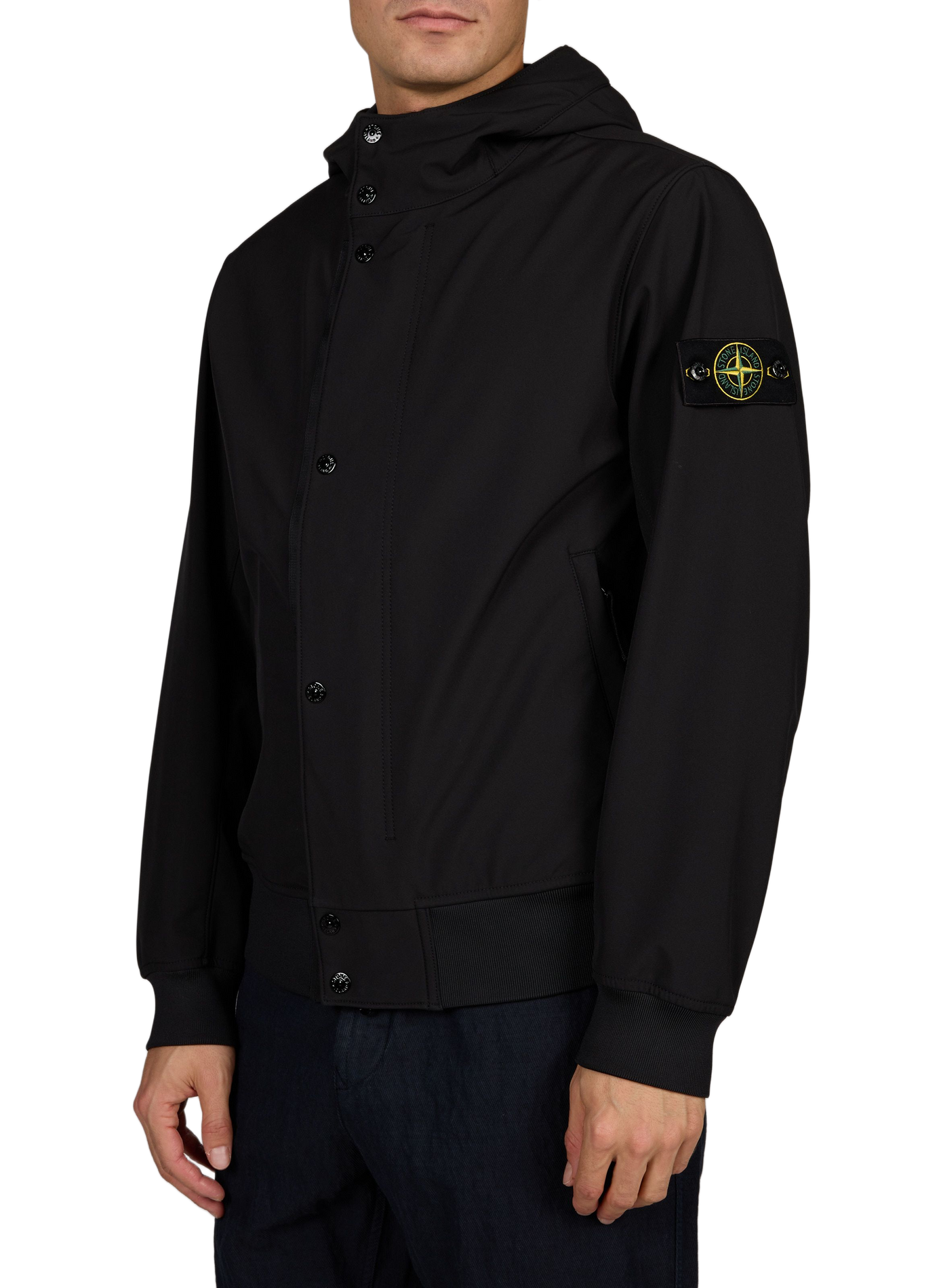 High-neck hooded parka STONE ISLAND Black