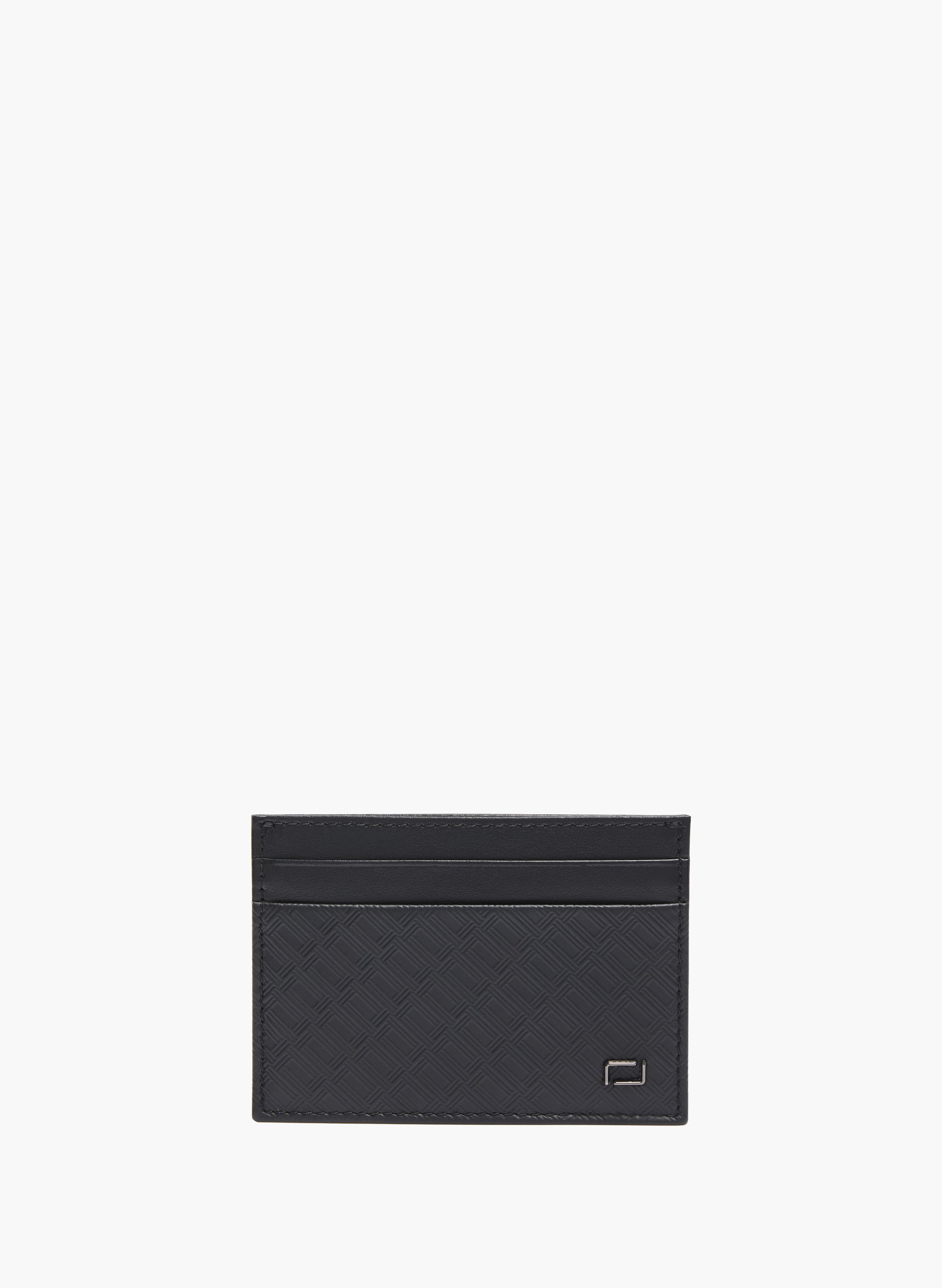 Lancel Leon kaarthouder met micro monogramlogo: gladde en gestempelde runderhuiden LANCEL Zwart