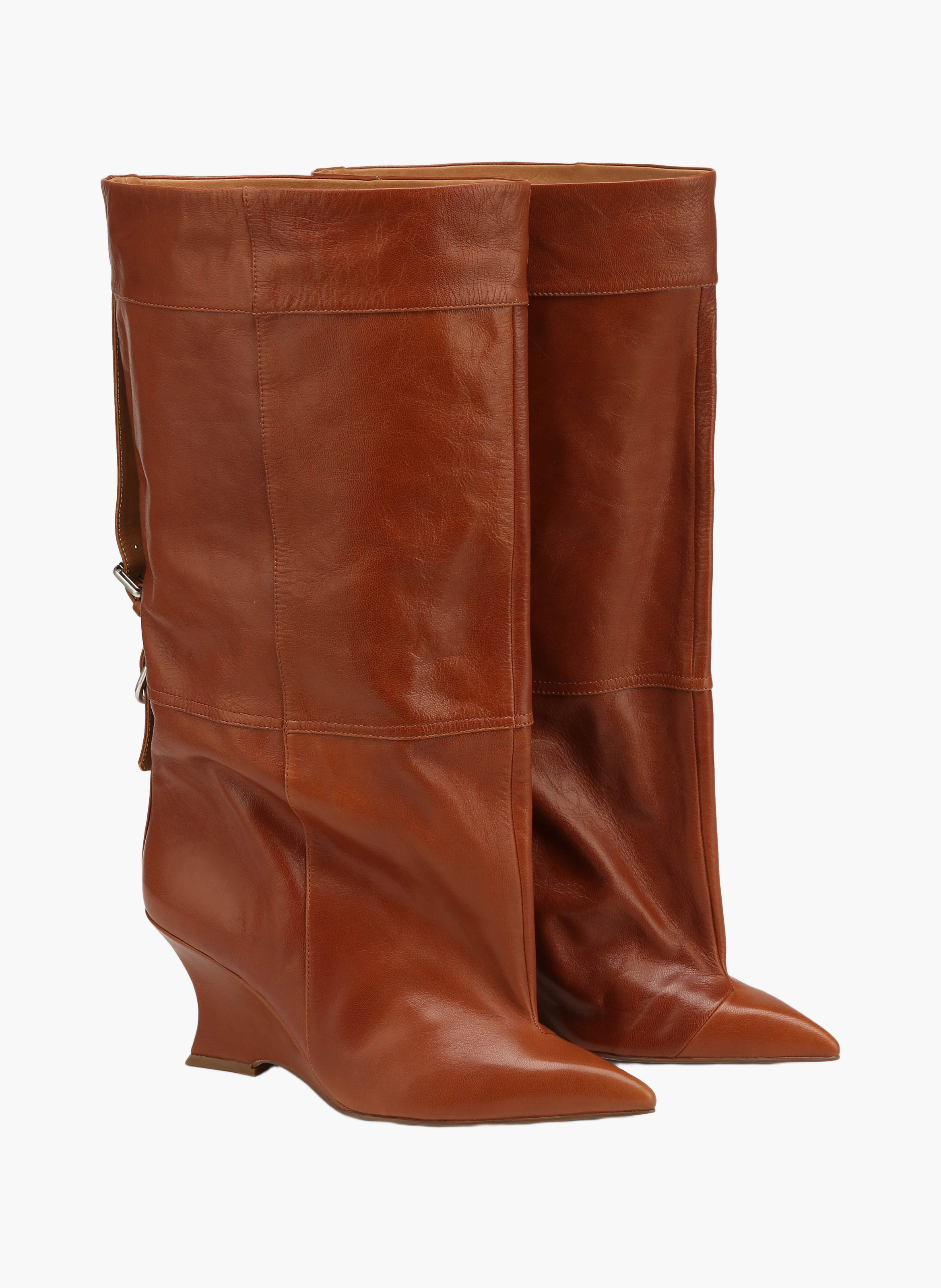 Bottines harness en cuir NAKED WOLFE Marron