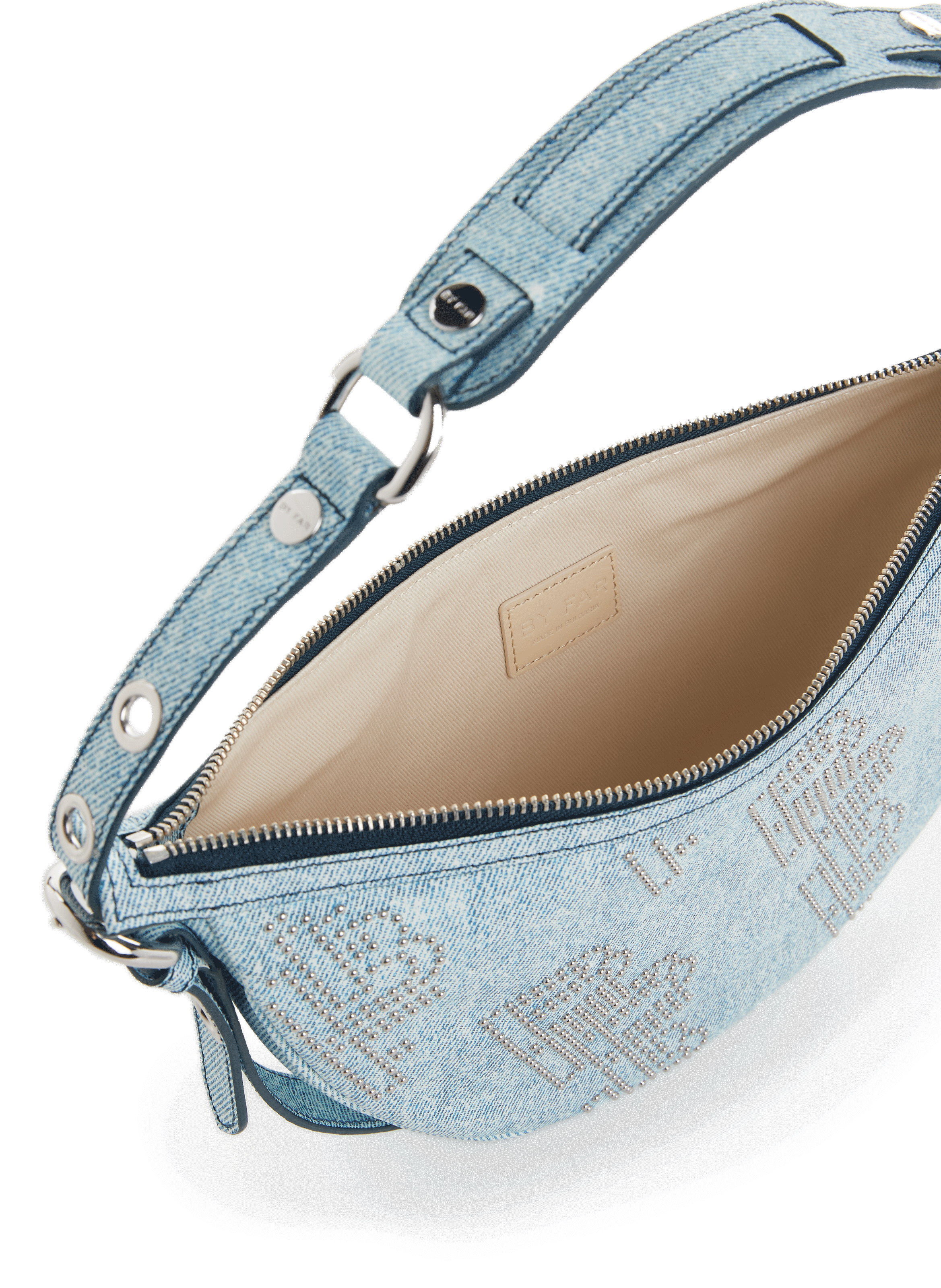 Schoudertas Gib van denim-achtig leer BY FAR Blauw