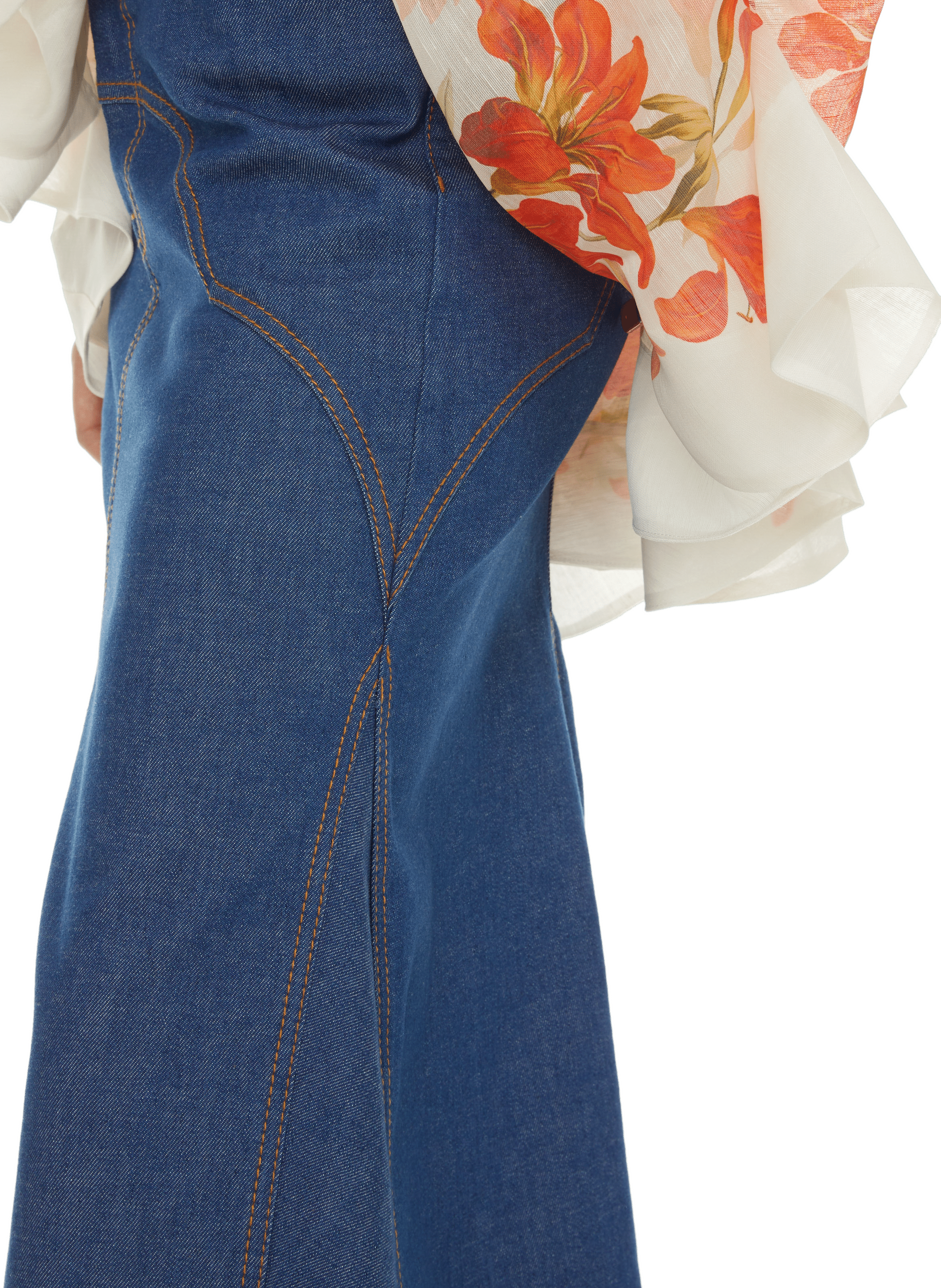 Jupe longue évasée en jean ZIMMERMANN Bleu