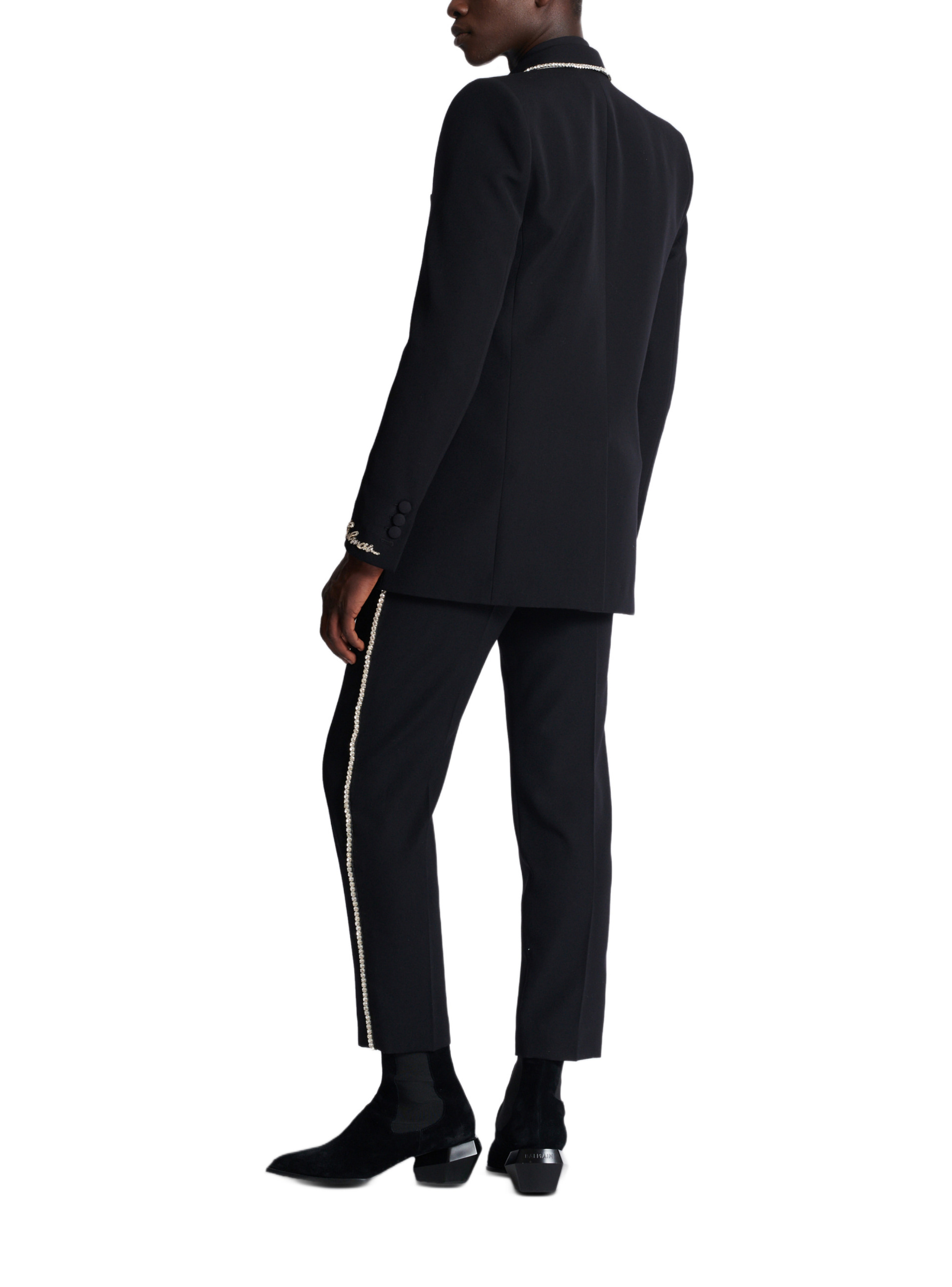 Veste 1 bouton à col brodé « lettre d'amour » BALMAIN Noir