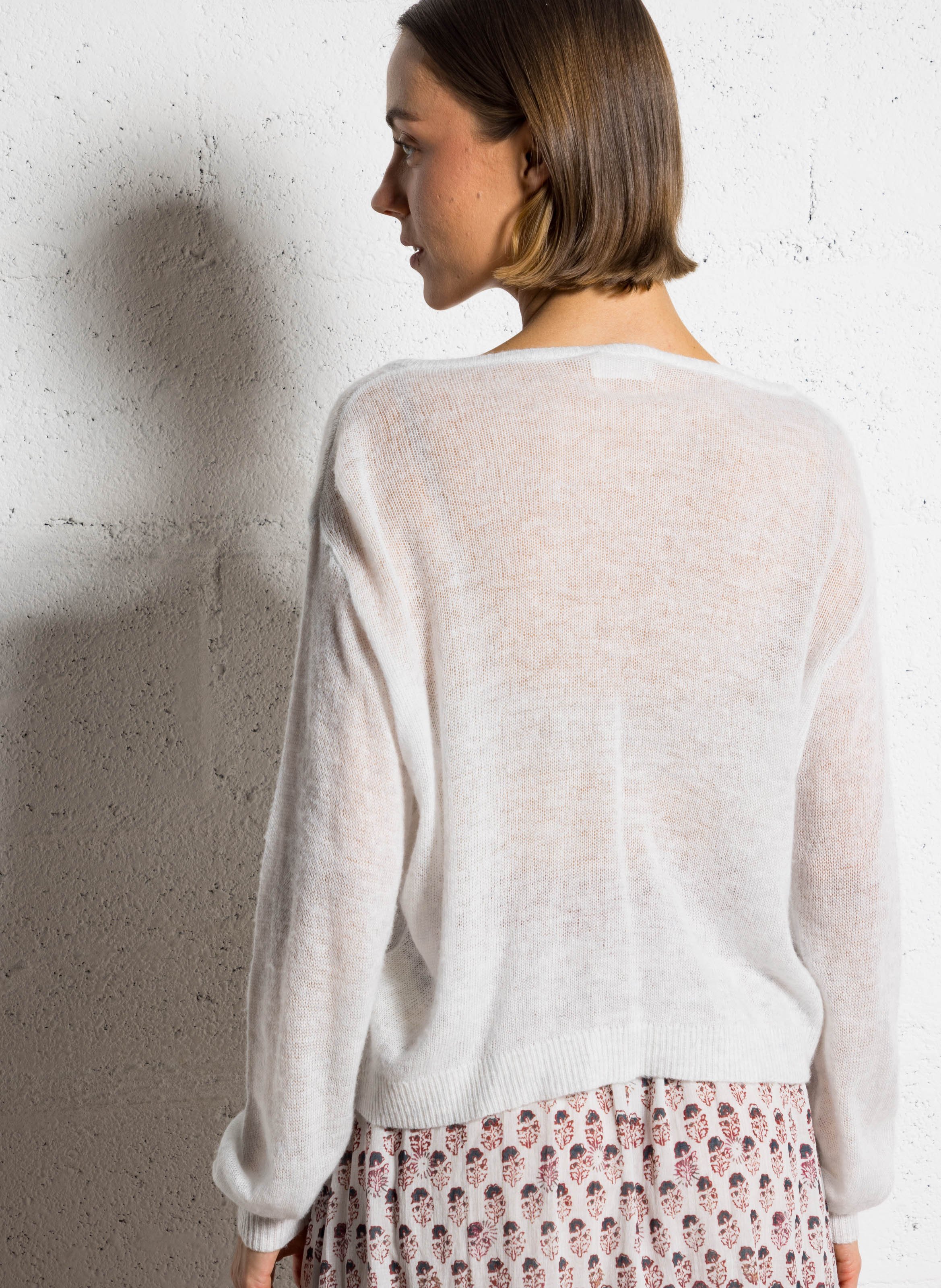 Pull court col v en laine mélangé dumy AMERICAN VINTAGE Gris