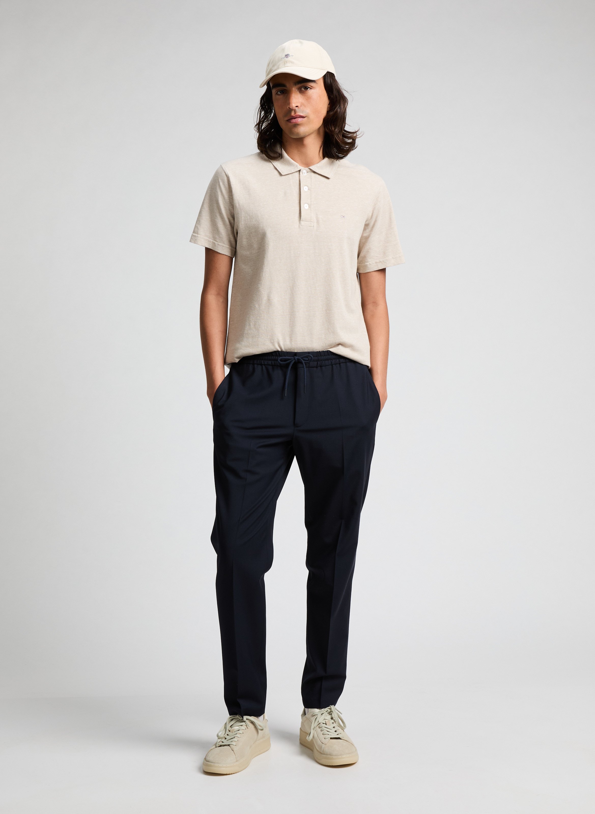 Pantalon droit en laine mélangée EDEN PARK Bleu