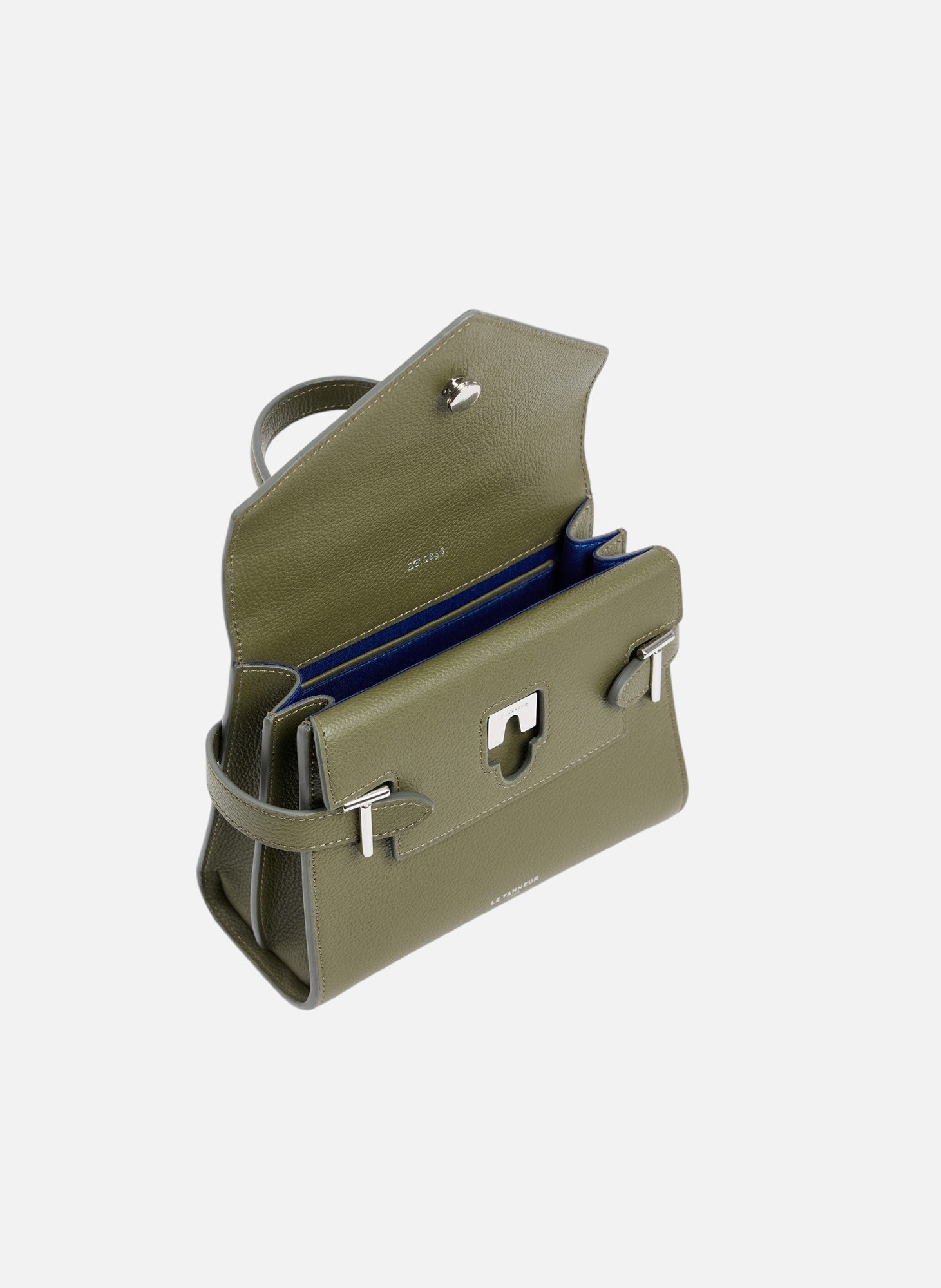 Petit sac à main double rabat emilie en cuir grainé LE TANNEUR Vert