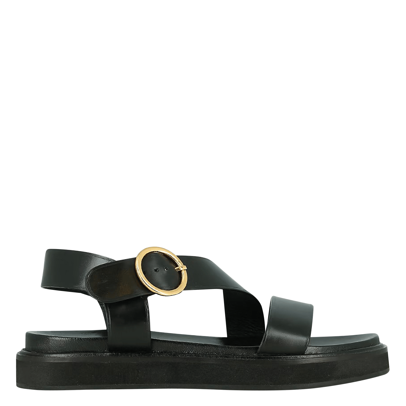 Sandales compensées en cuir wash  Noir