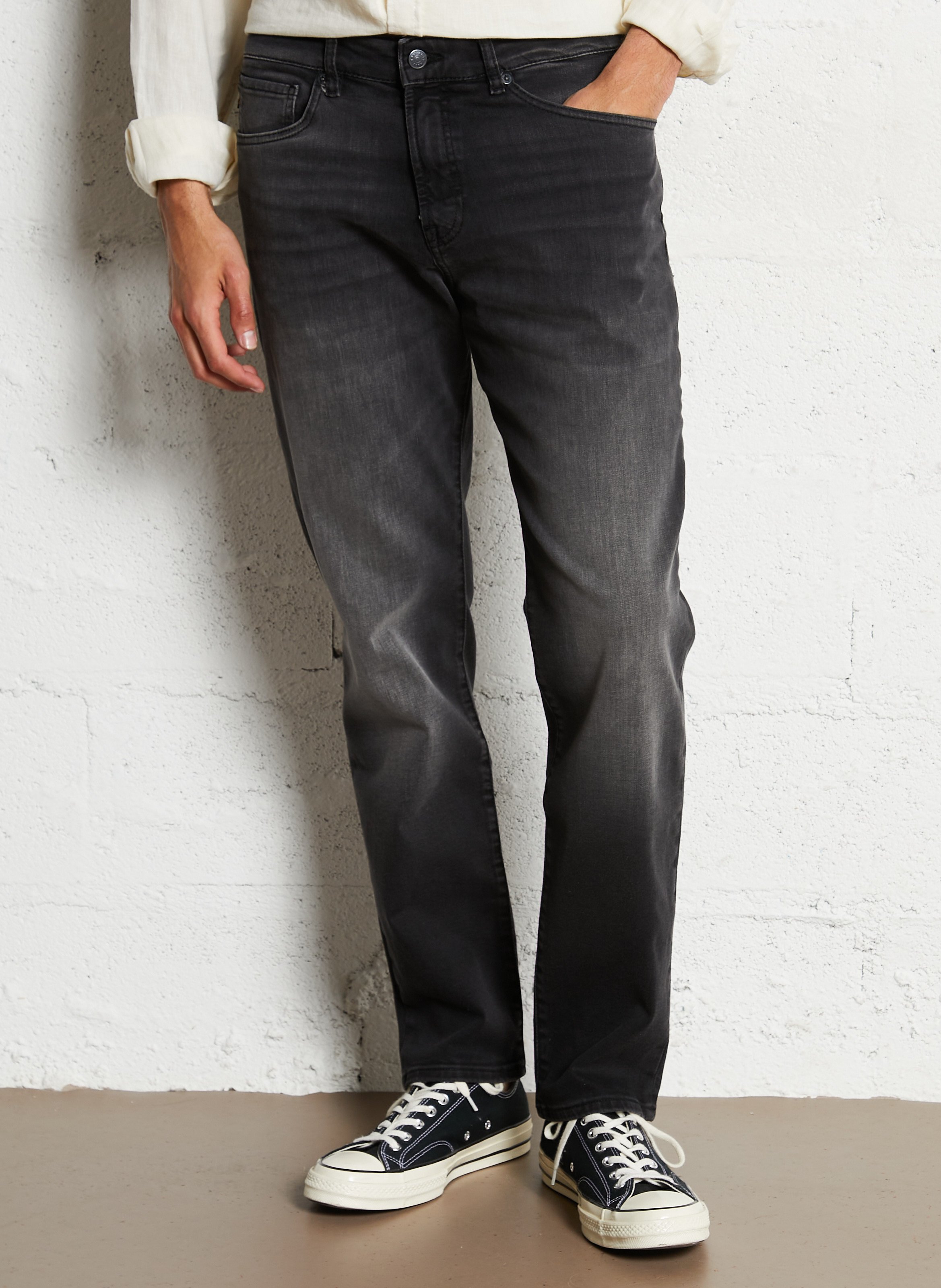 Jean droit en coton mélangé BOSS Noir