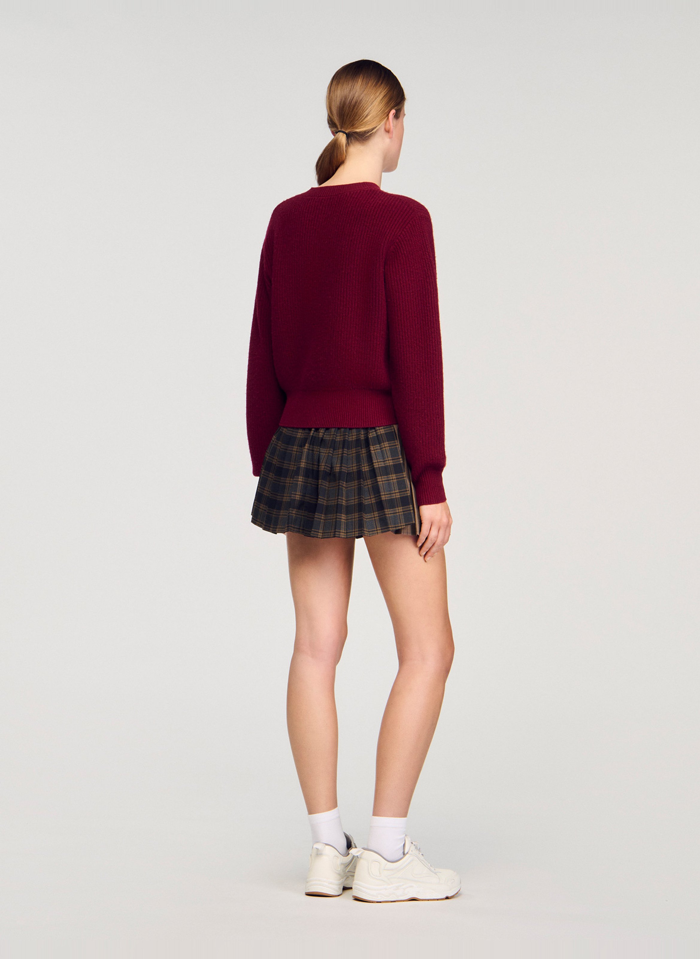 Pull oversize col rond en laine et cachemire Rouge