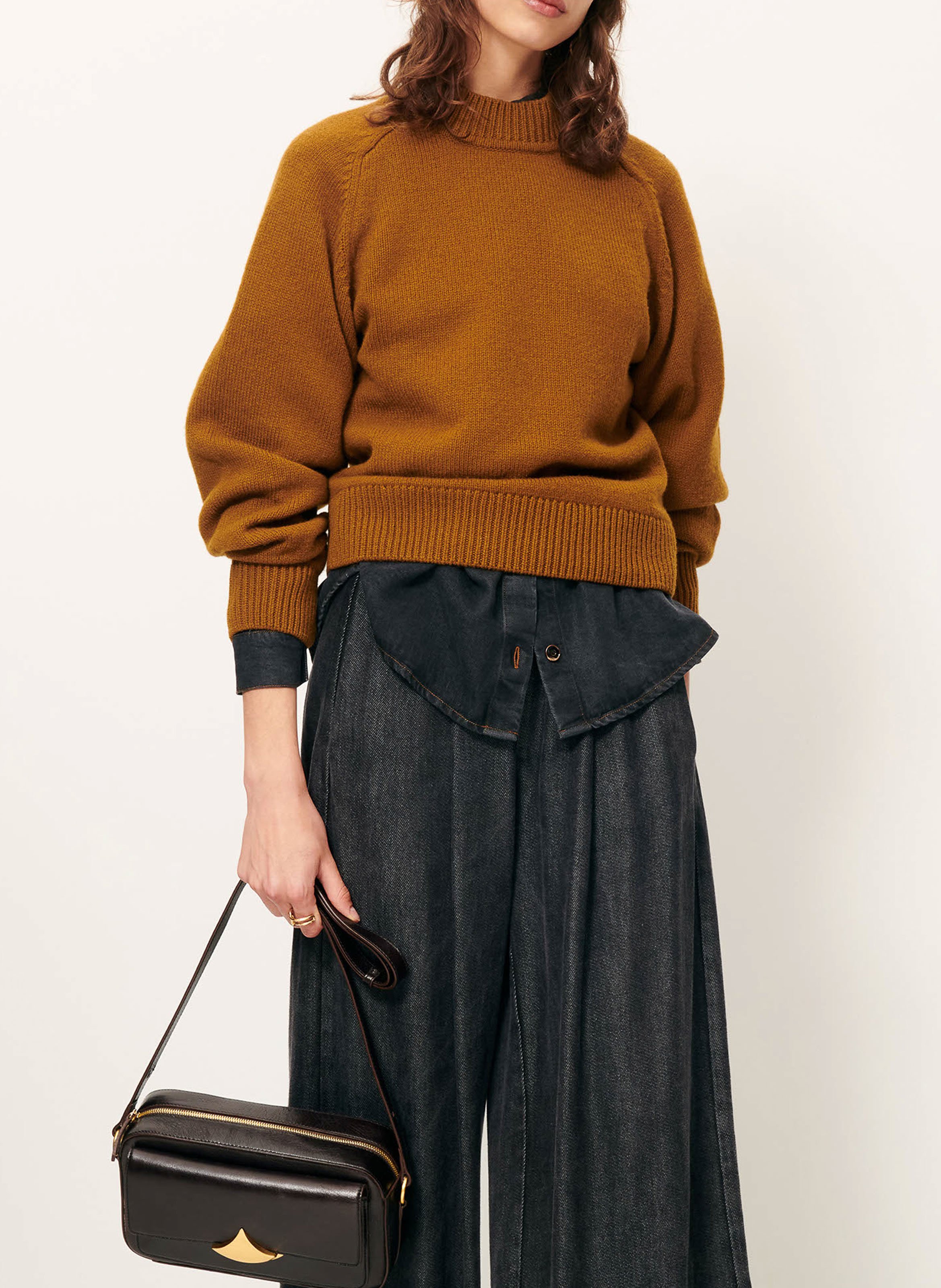 Pull droit en laine mélangée dalan Marron