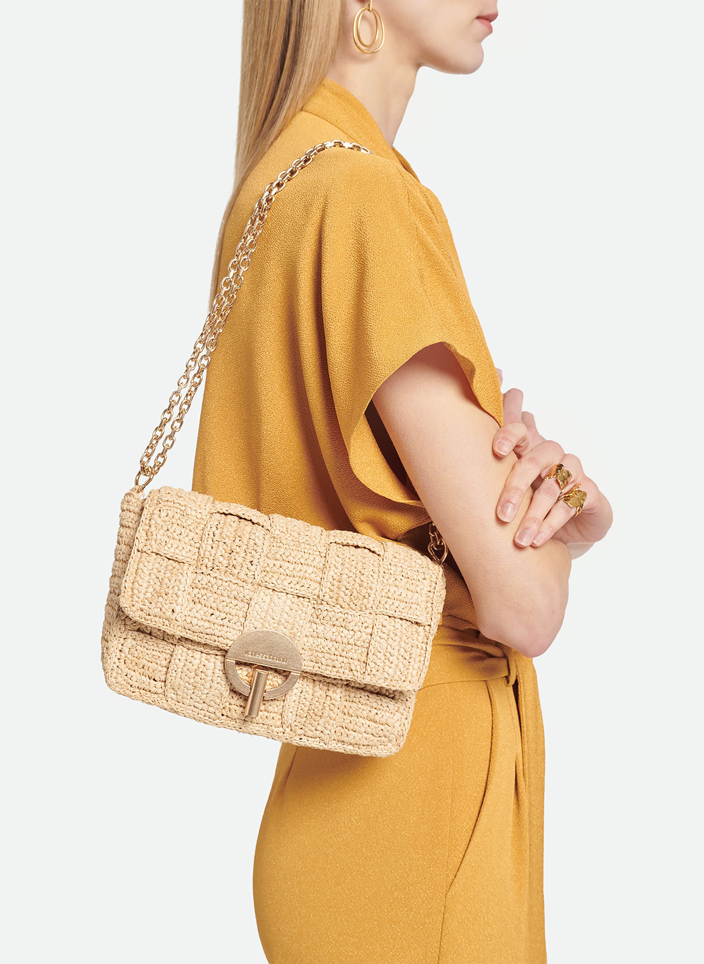 Moyen Sac MOON En Raphia VANESSA BRUNO Beige