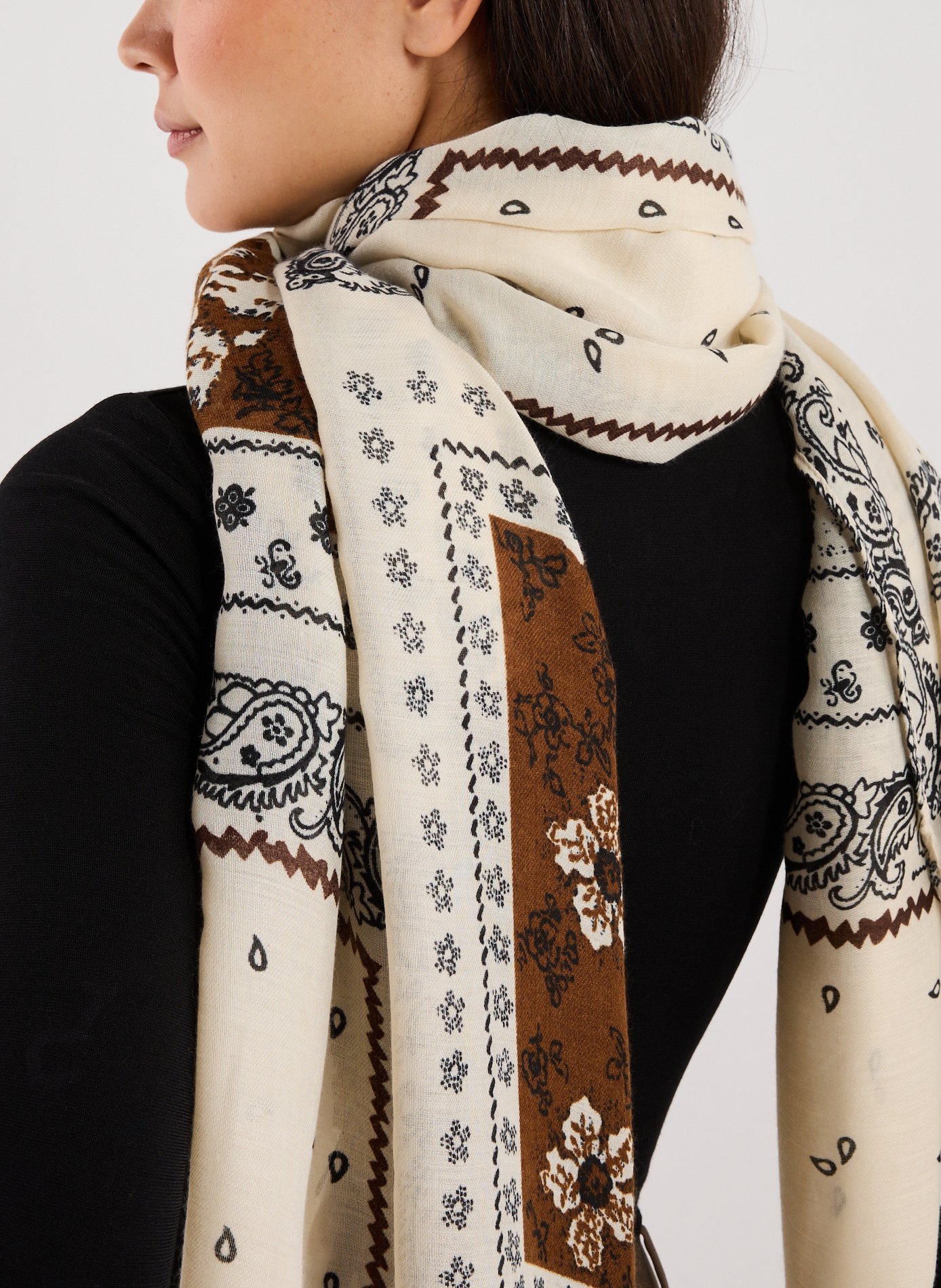 Bandana patterned scarf AU PRINTEMPS PARIS Beige