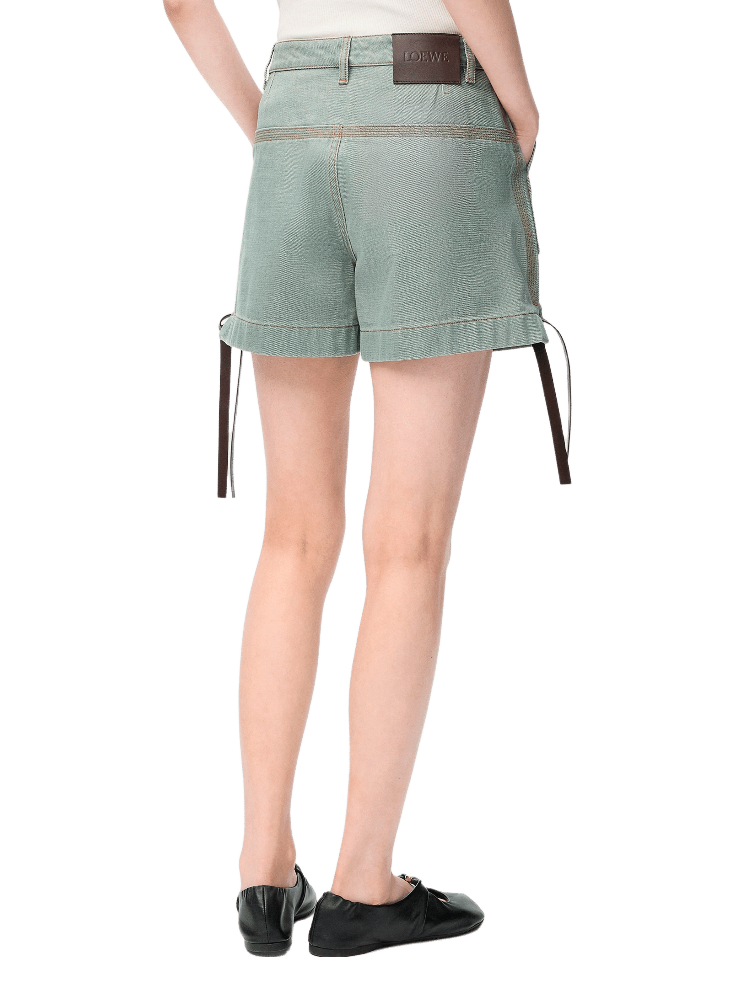 Short utilitaire en denim de coton LOEWE Vert