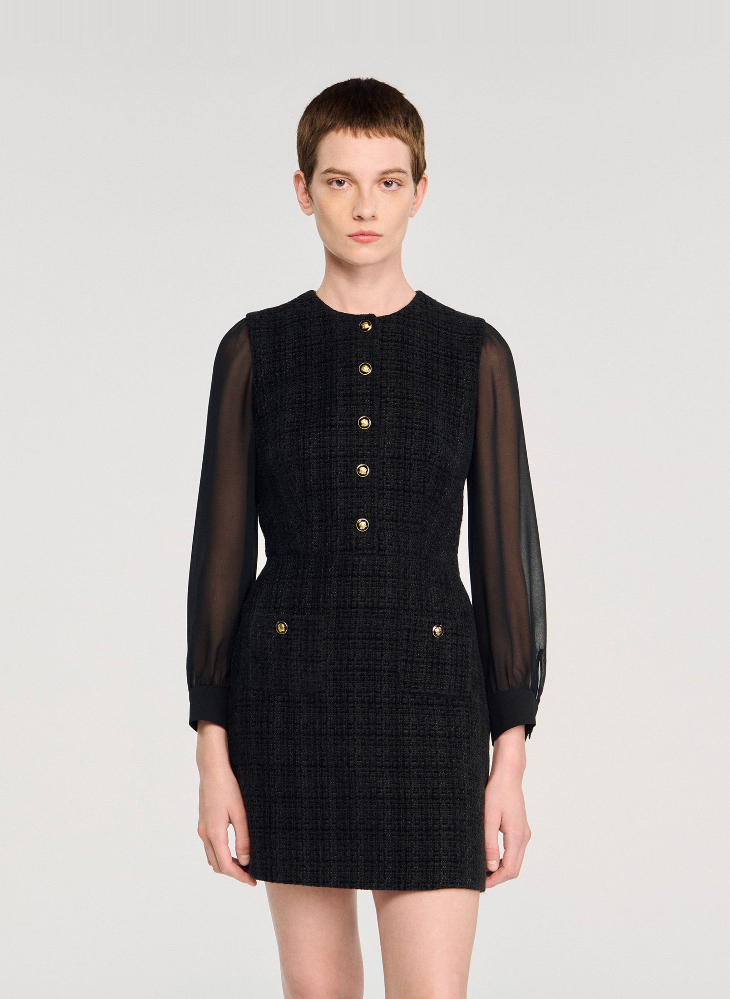 Robe courte col rond SANDRO Noir