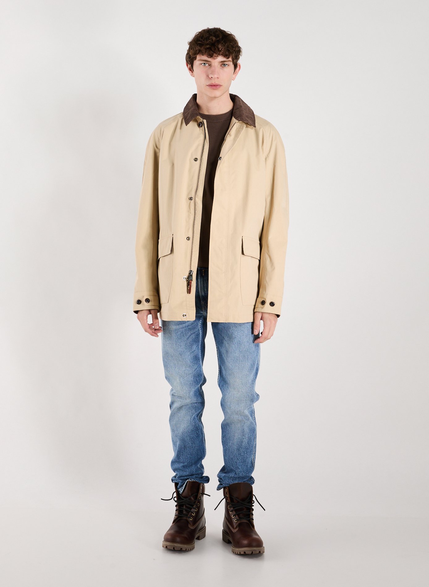 Jacket with classic collar in blended cotton TIMBERLAND Beige